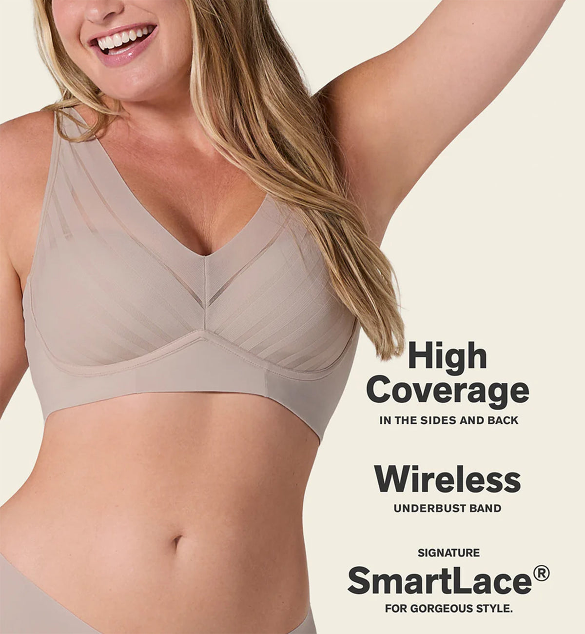 Leonisa Daily Lace Wireless Support Bra (091174),Small,Nude - Nude,Small