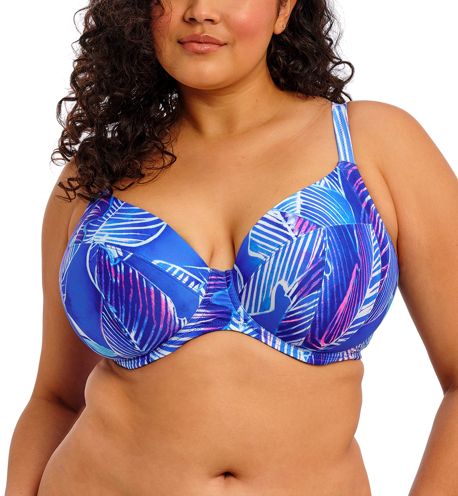 Elomi Maluku Island Plunge Underwire Bikini Top (ES802902),34G,Atlantic - Atlantic,34G
