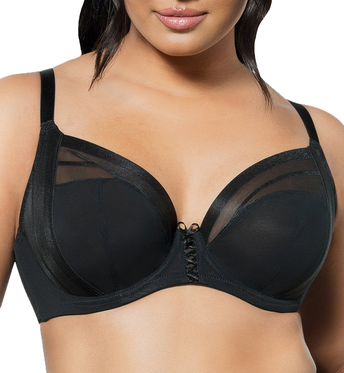 Parfait Shea Sheer Unlined Plunge Underwire Bra (P6062),30DD,Black - Black,30DD