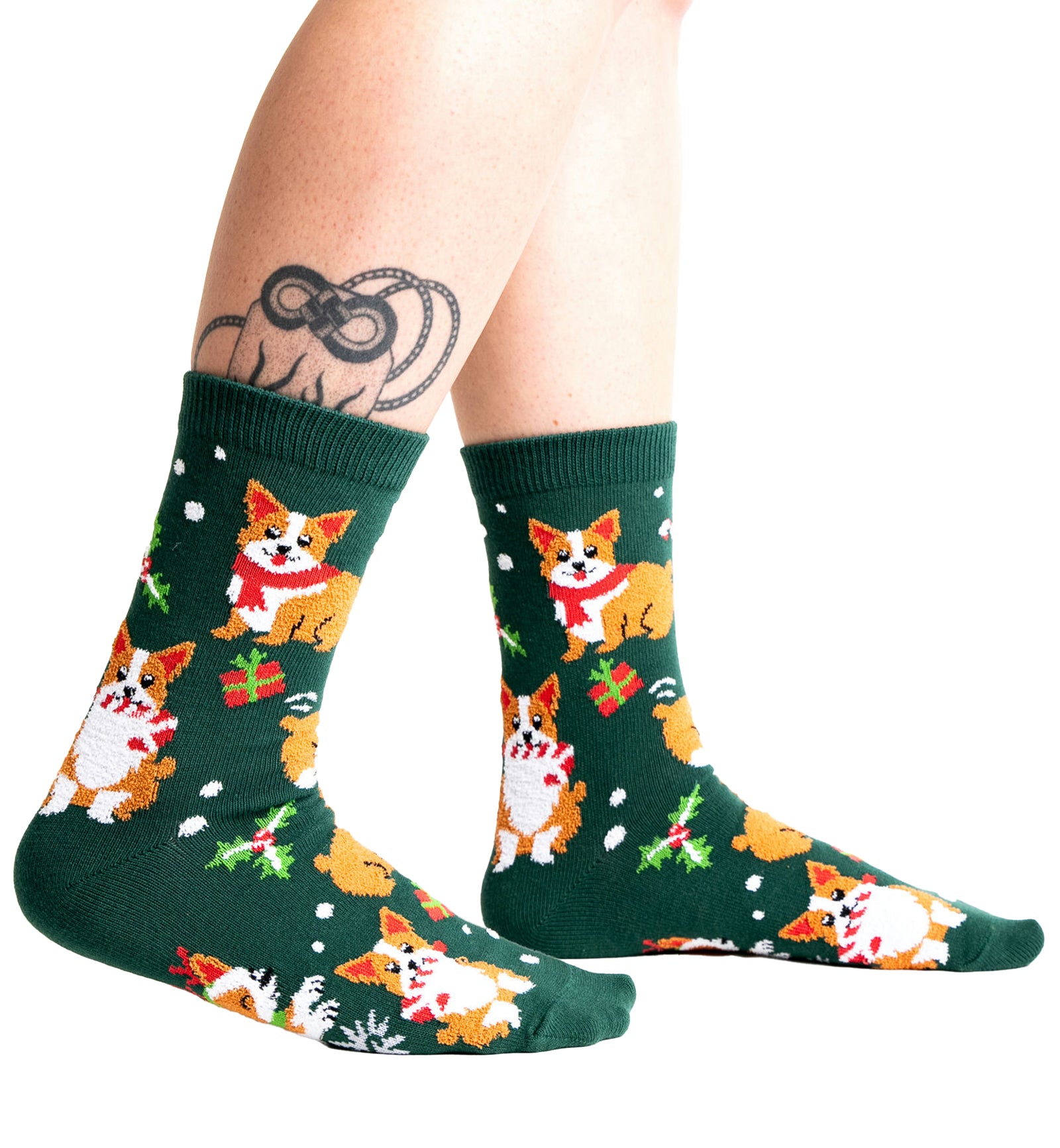 SOCK it to me Women's Crew Socks (W0494),Merry Corgmas (Fuzzy) - Merry Corgmas (Fuzzy),One Size