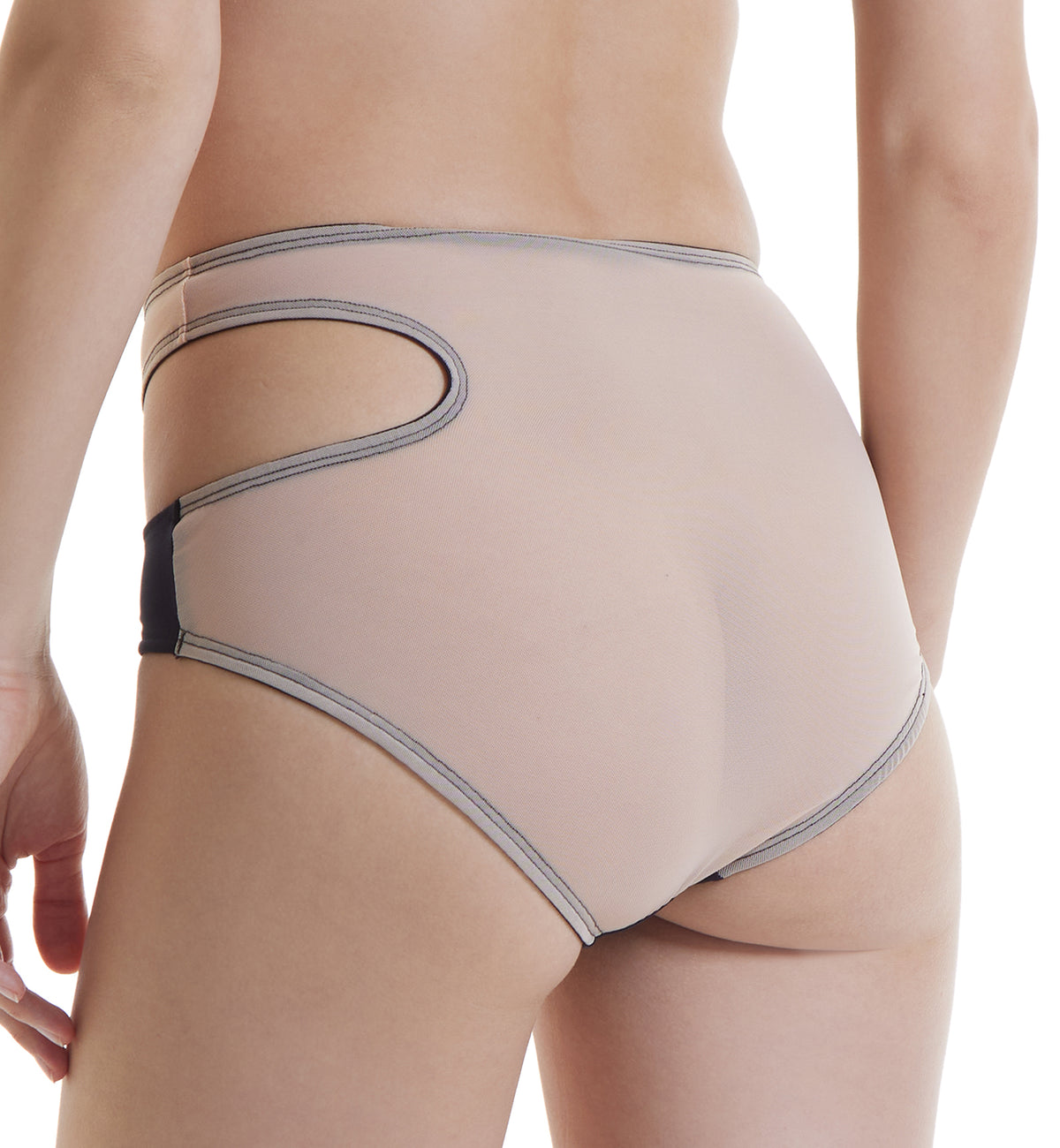 Hanky Panky X Prabal Gurung Cut-Out High Cut Brief (7C2466),XS,Nude/Black - Nude/Black,XS