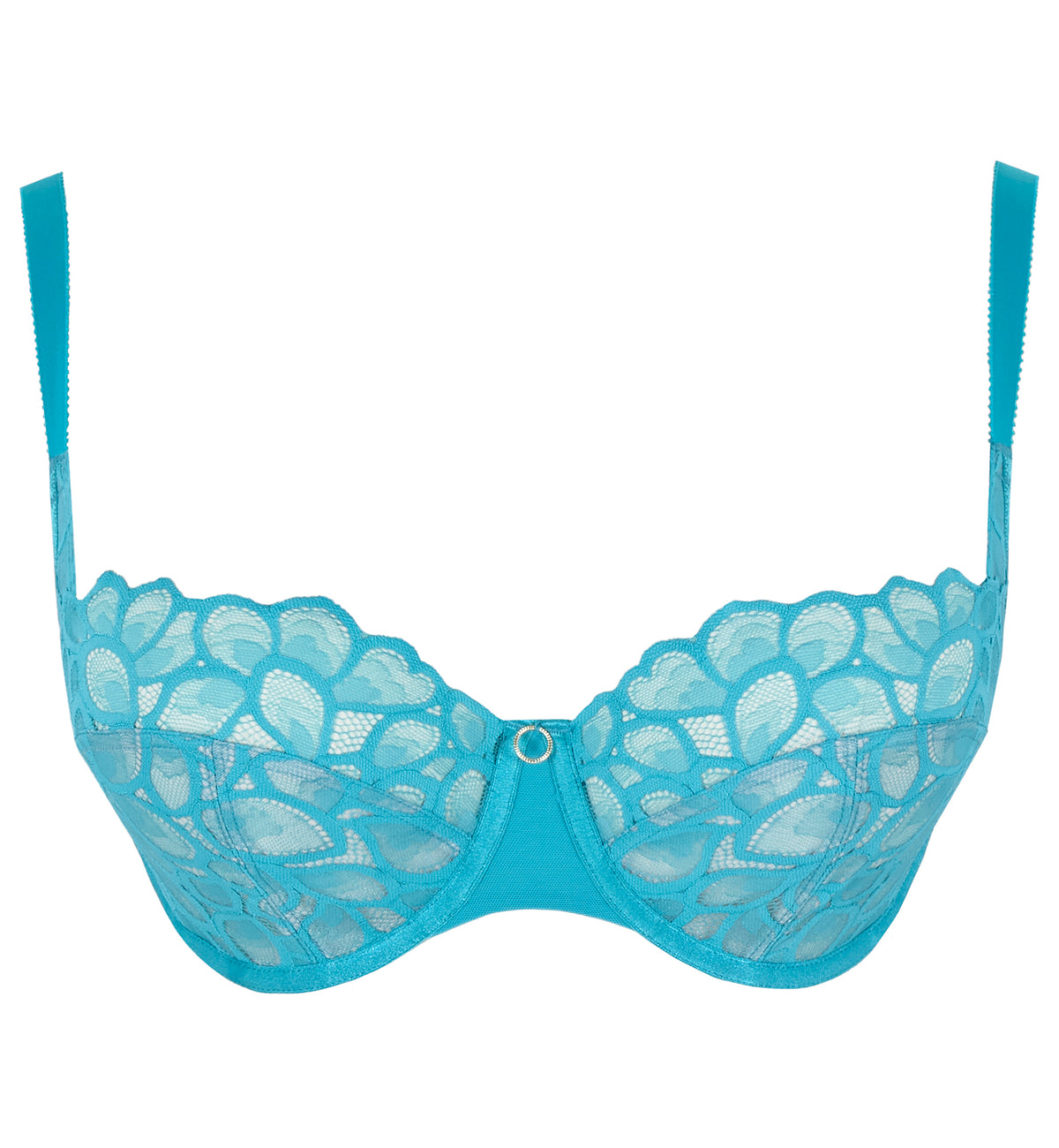 Panache Allure Stretch Lace Demi Balcony Underwire Bra (10761),28F,Turquoise - Turquoise,28F