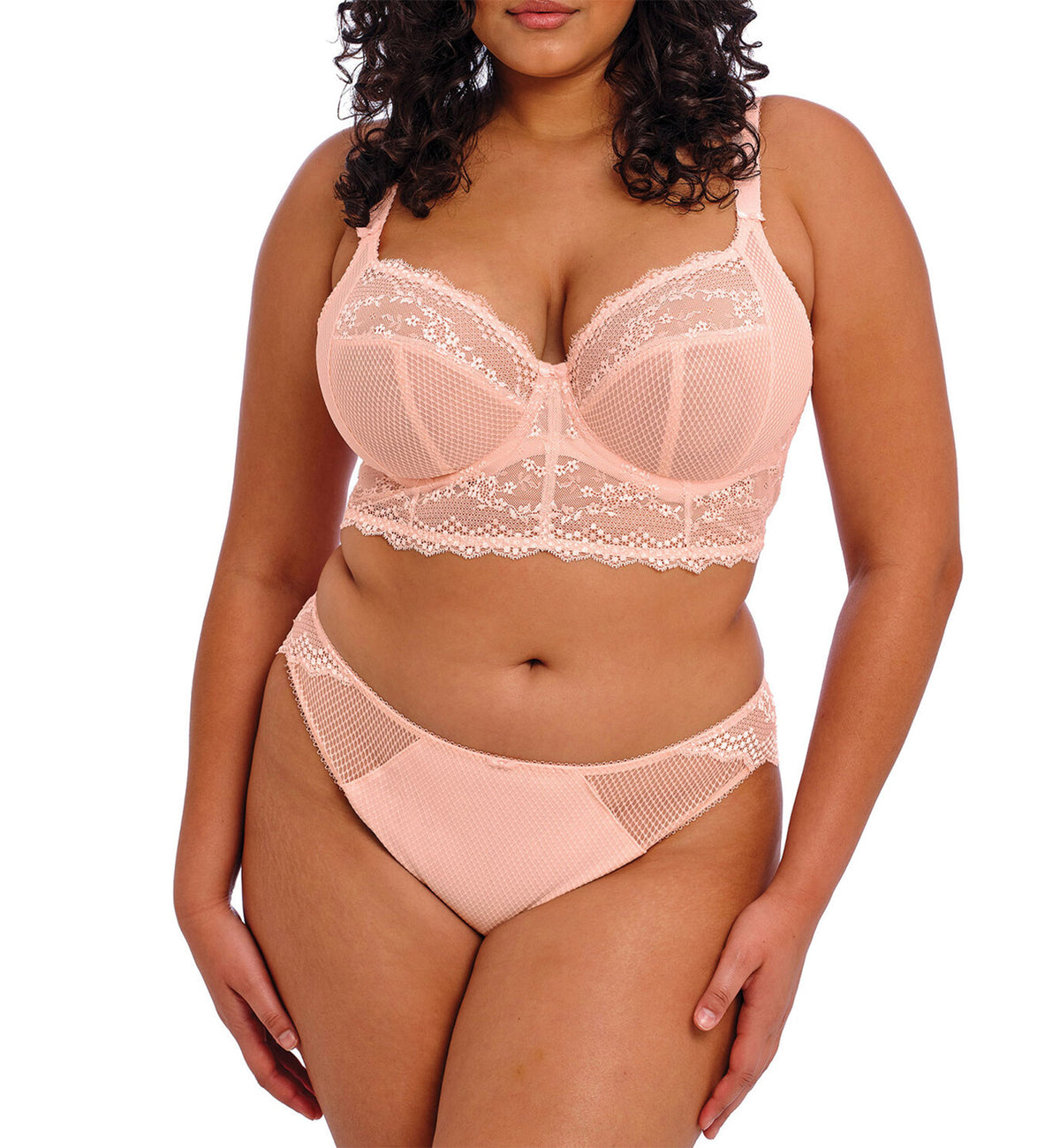 Elomi Charley Matching Stretch Lace Brazilian Brief (4385),Medium,Ballet Pink - Ballet Pink,Medium