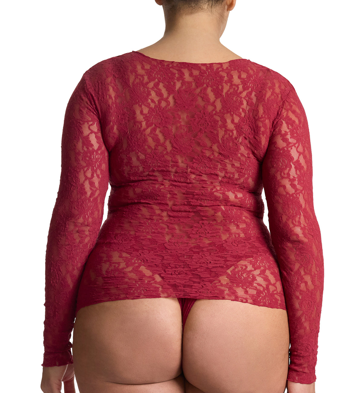 Hanky Panky Signature Lace Unlined Long Sleeve Top PLUS (128LX),1X,Wild Berries - Wild Berries,1X