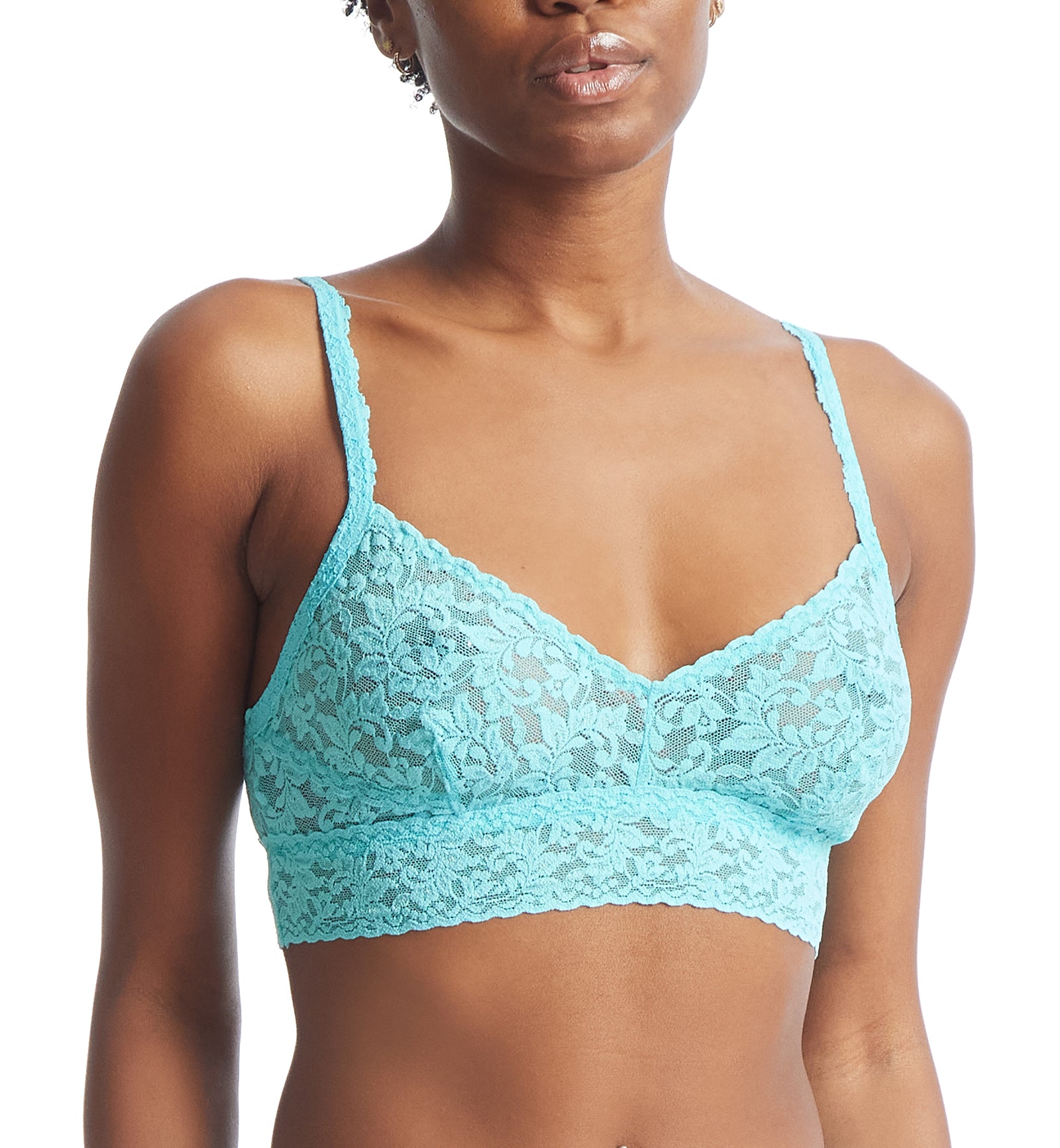 Hanky Panky V-Neck Retro Bralette (9K7272),XS,Aquatic Blue - Aquatic Blue,XS