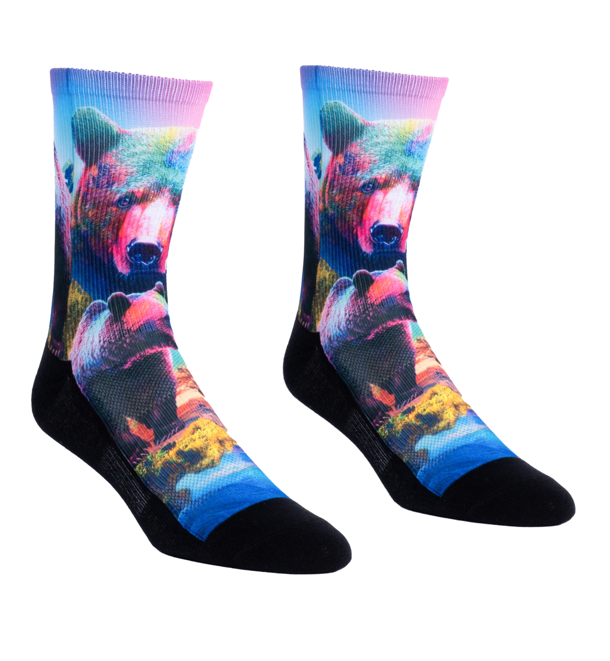 SOCK it to me Athletic Printed Performance Crew Socks (AP0007),Early Bear Catches the Fish - Early Bear Catches the Fish,One Size
