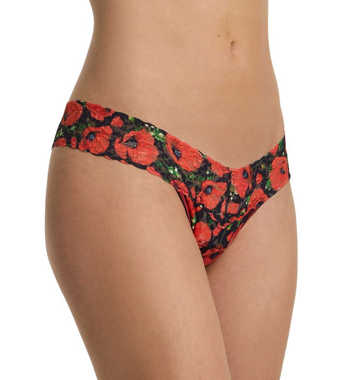 Hanky Panky Signature Lace Printed Low Rise Thong (PR4911P),Poppy Holiday - Poppy Holiday,One Size