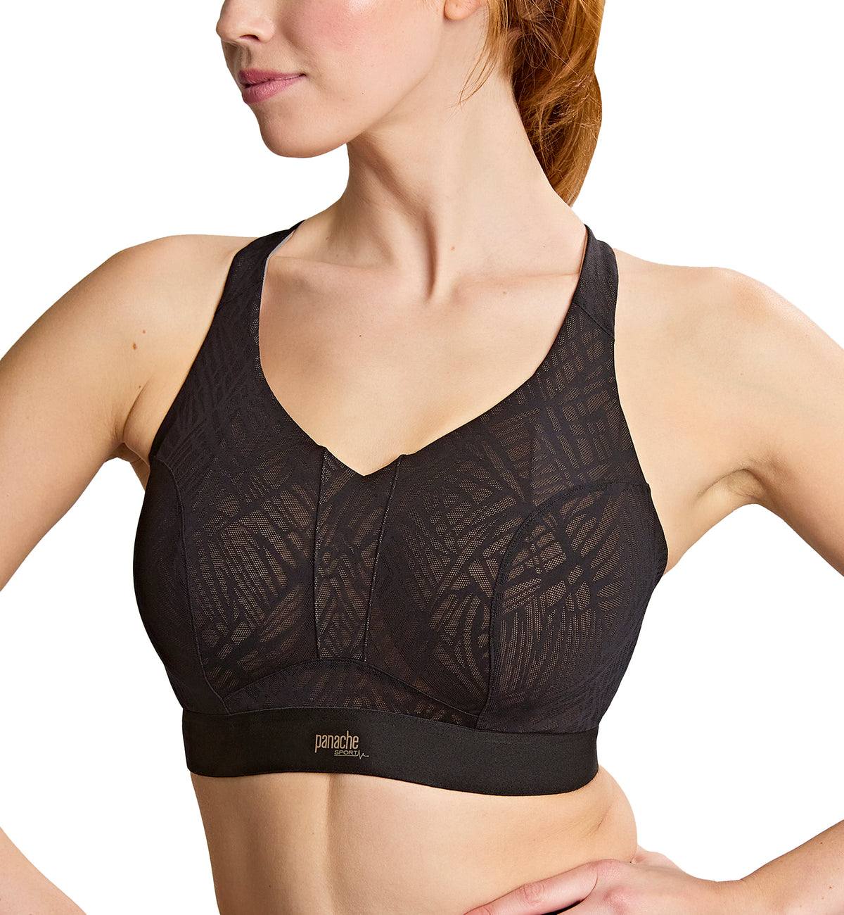 Panache Endurance Ultra Perform Non-padded Underwire Sports Bra (5022),28DD,Black/Latte - Black/Latte,28DD