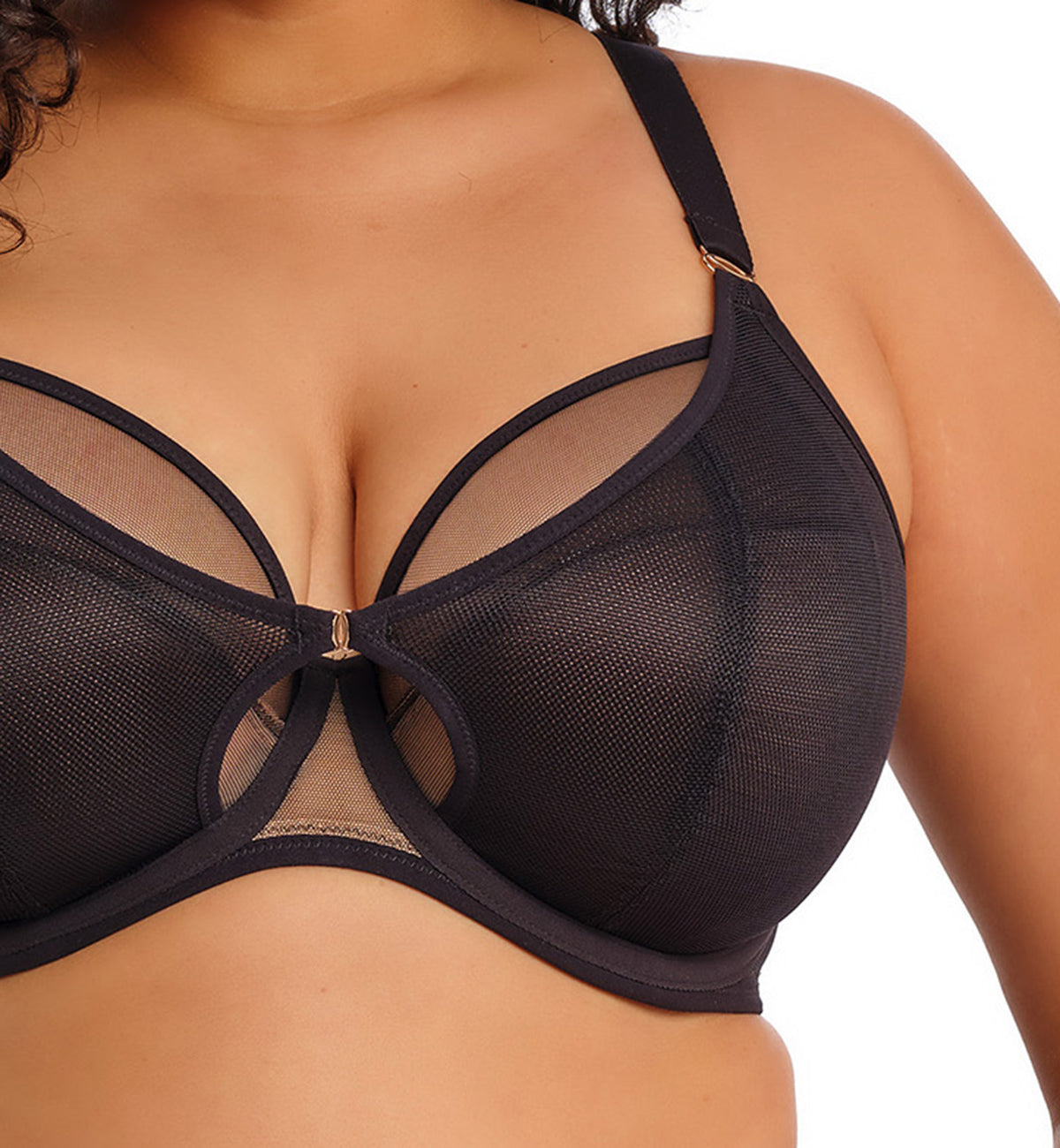 Elomi Kintai Underwire Plunge Bra (301202),32GG,Black - Black,32GG