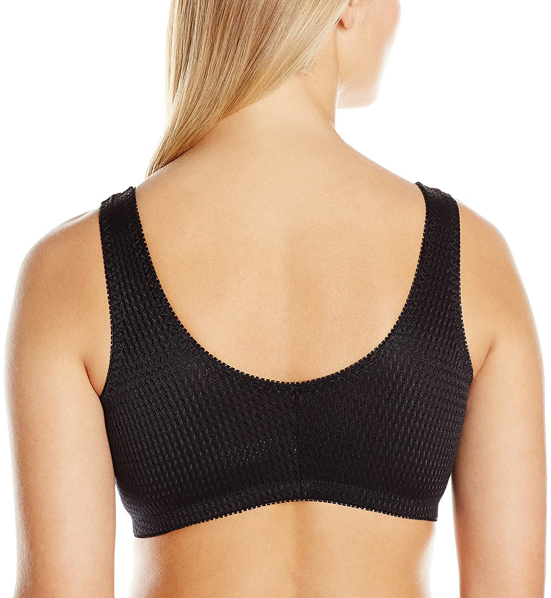 Leading Lady Marlene Zig-Zag Nylon Front Closure Bra (151),36 B/C/D,Black - Black,36 B/C/D