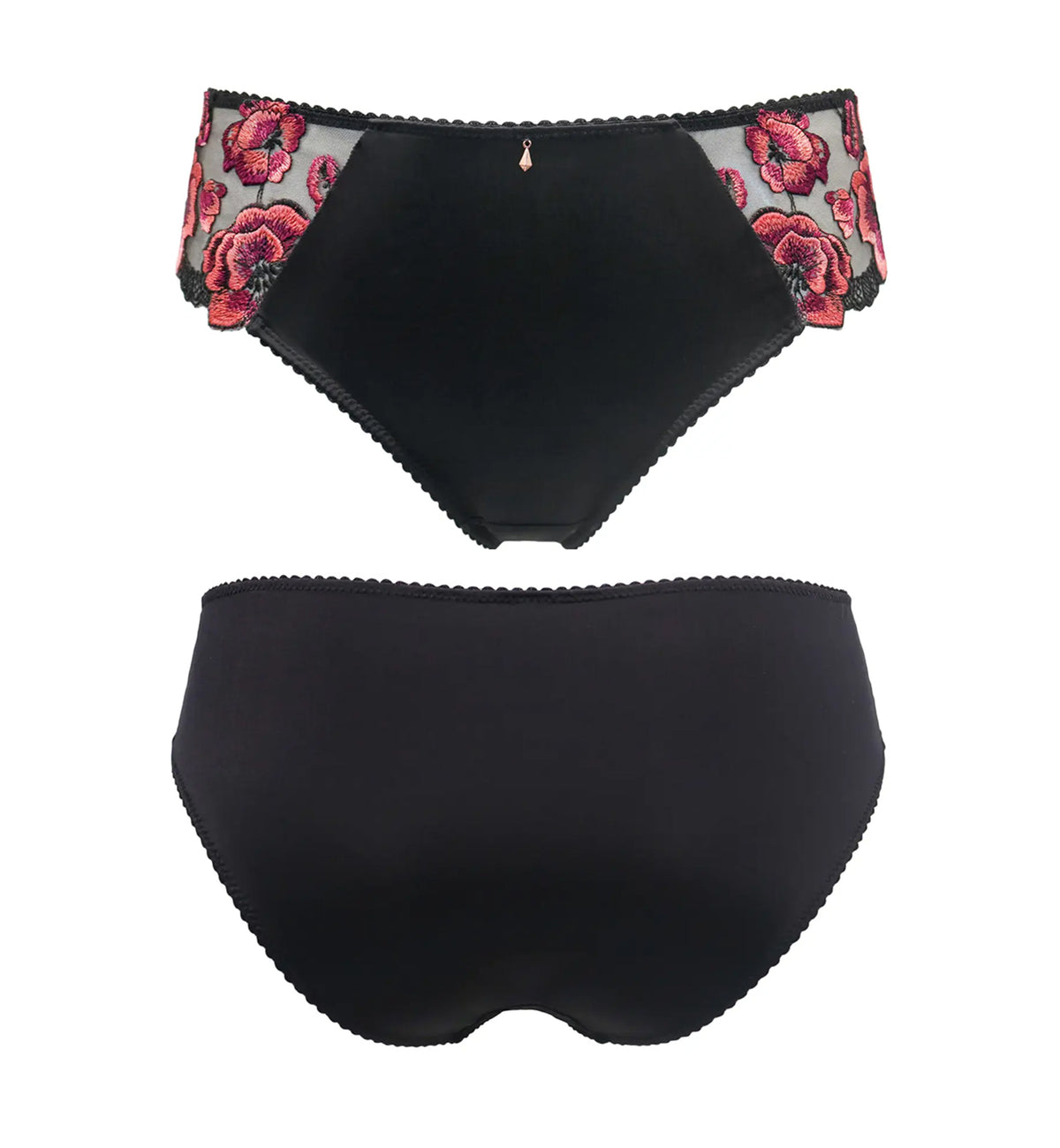 Pour Moi Soiree Embroidery Bikini Brief (37103),XS,Black/Pink - Black/Pink,XS