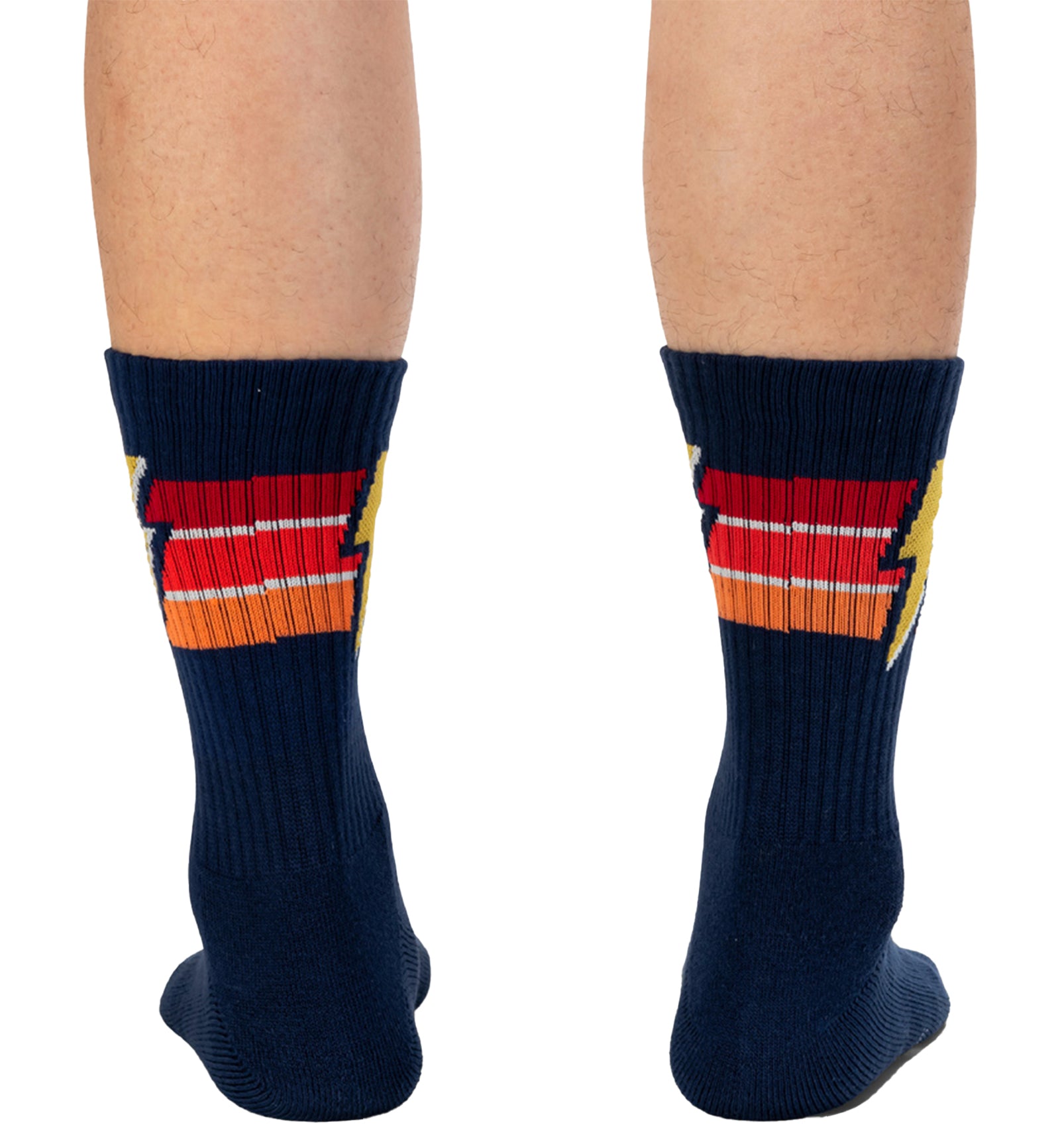 SOCK it to me Athletic Ribbed Crew Socks (R0010-1),Thunderstruck (Navy) - Thunderstruck (Navy),One Size