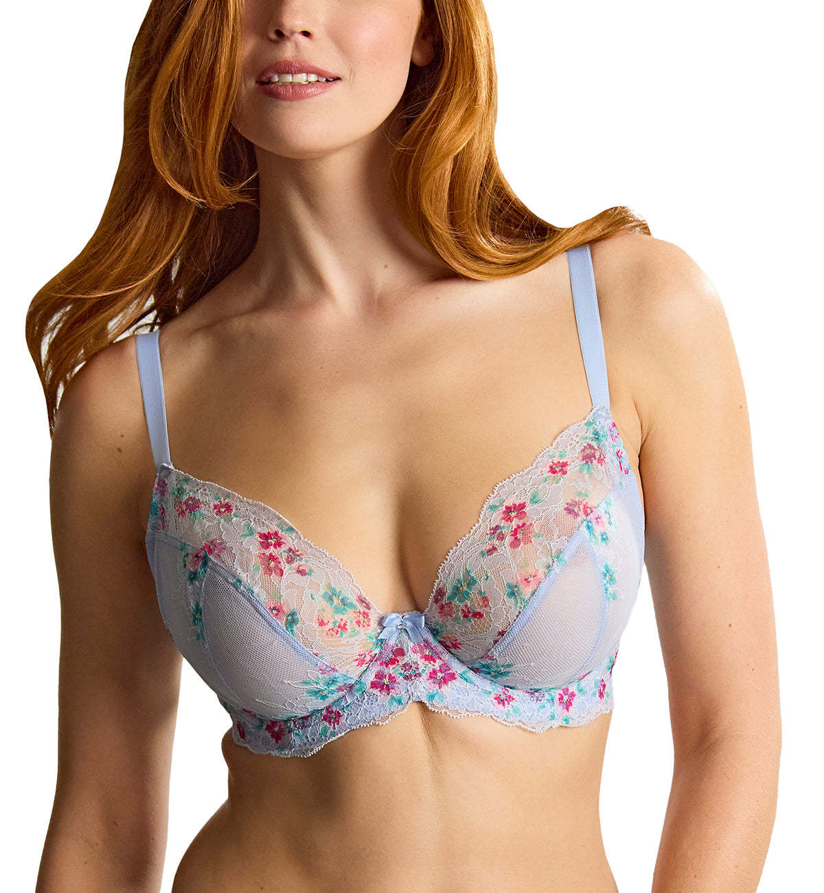 Panache Ana Lace Plunge Underwire Bra (9396),28F,Cornflower - Cornflower,28F