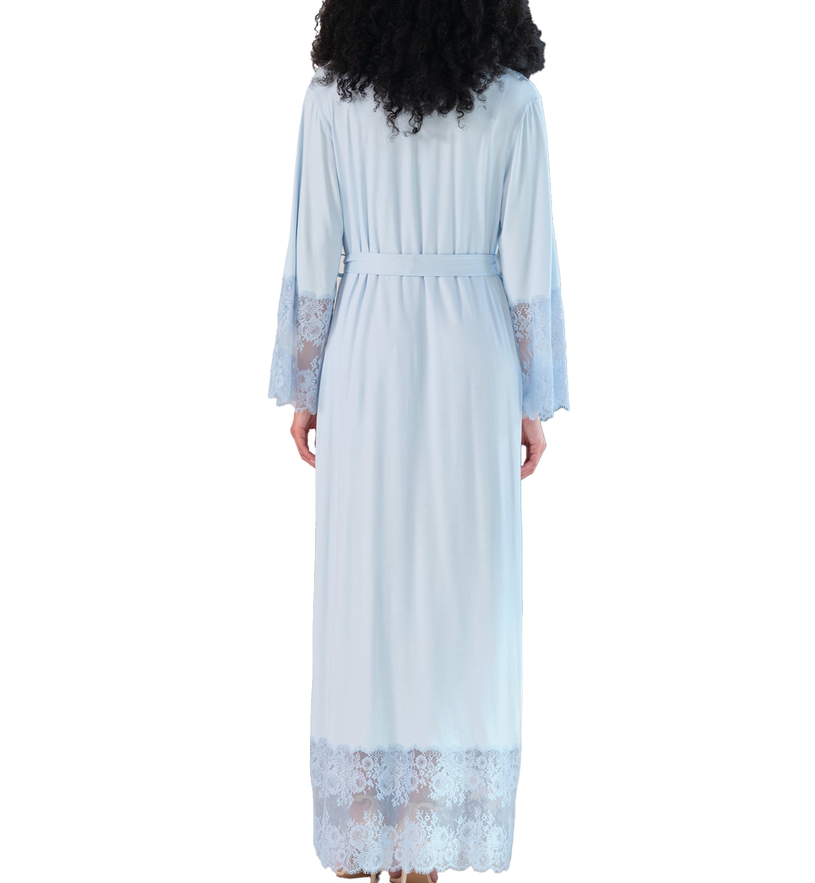 effetto Bamboo Night Bloom Long Sleeve Robe (03348),XS,Icy Blue - Icy Blue,XS