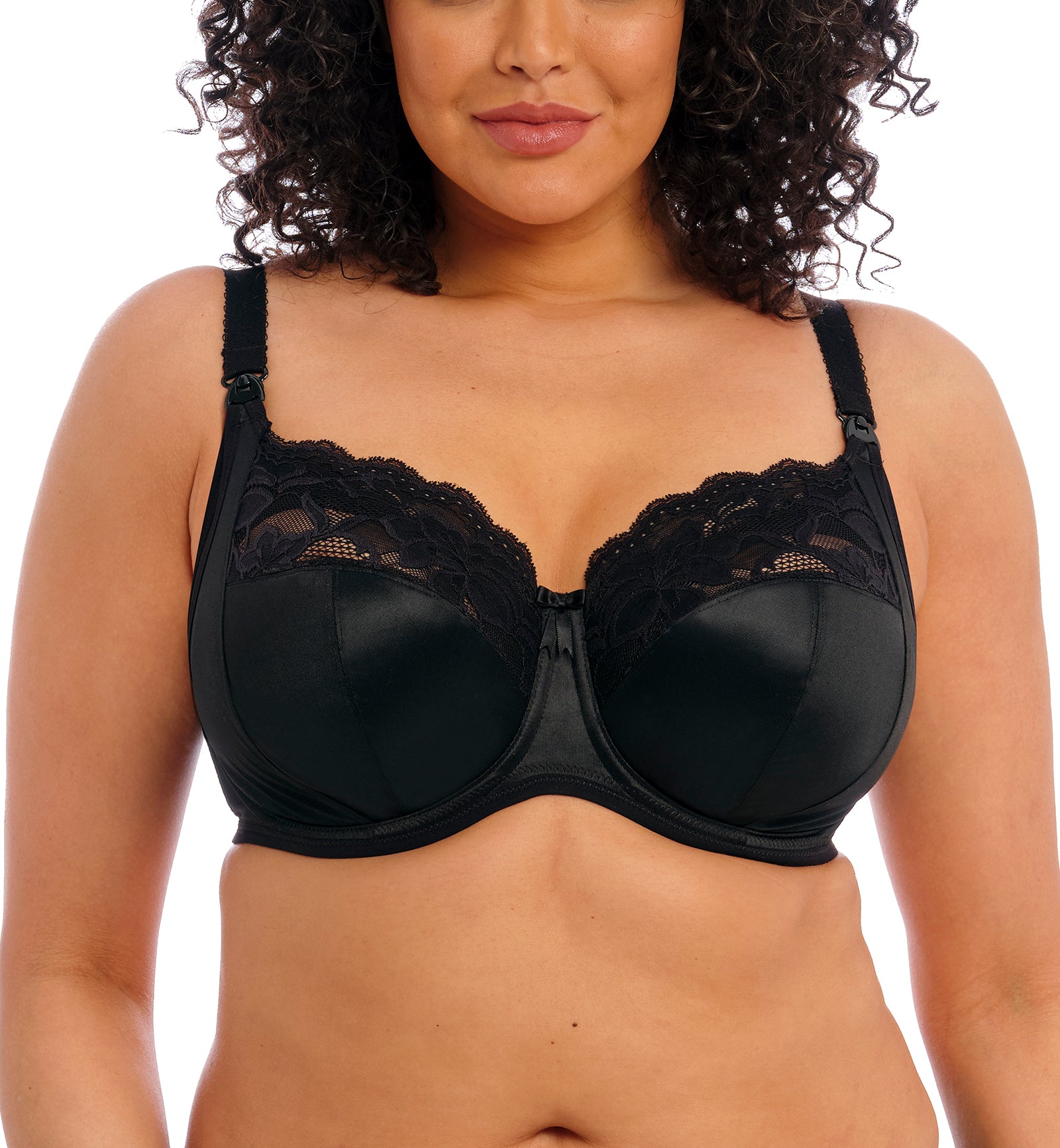 Elomi Molly Stretch Lace Underwire Nursing Bra (4542),32GG,Black - Black,32GG