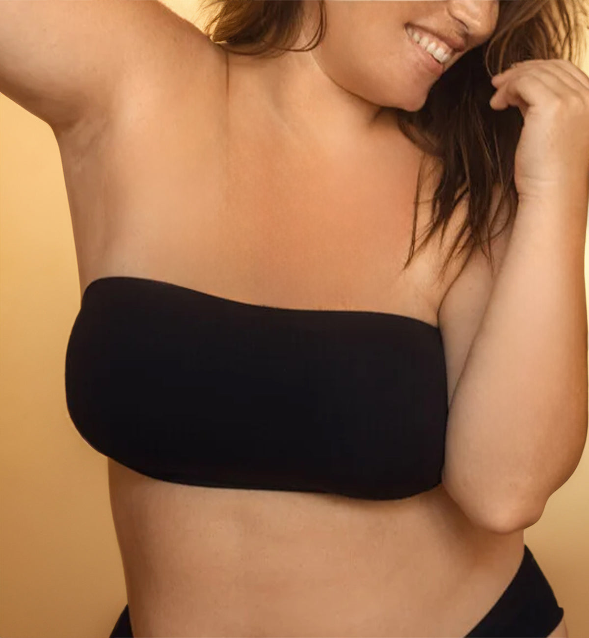 Cosabella Free Cut Micro Curvy Bandeau Bra (FRECM1113),XS,Black - Black,XS