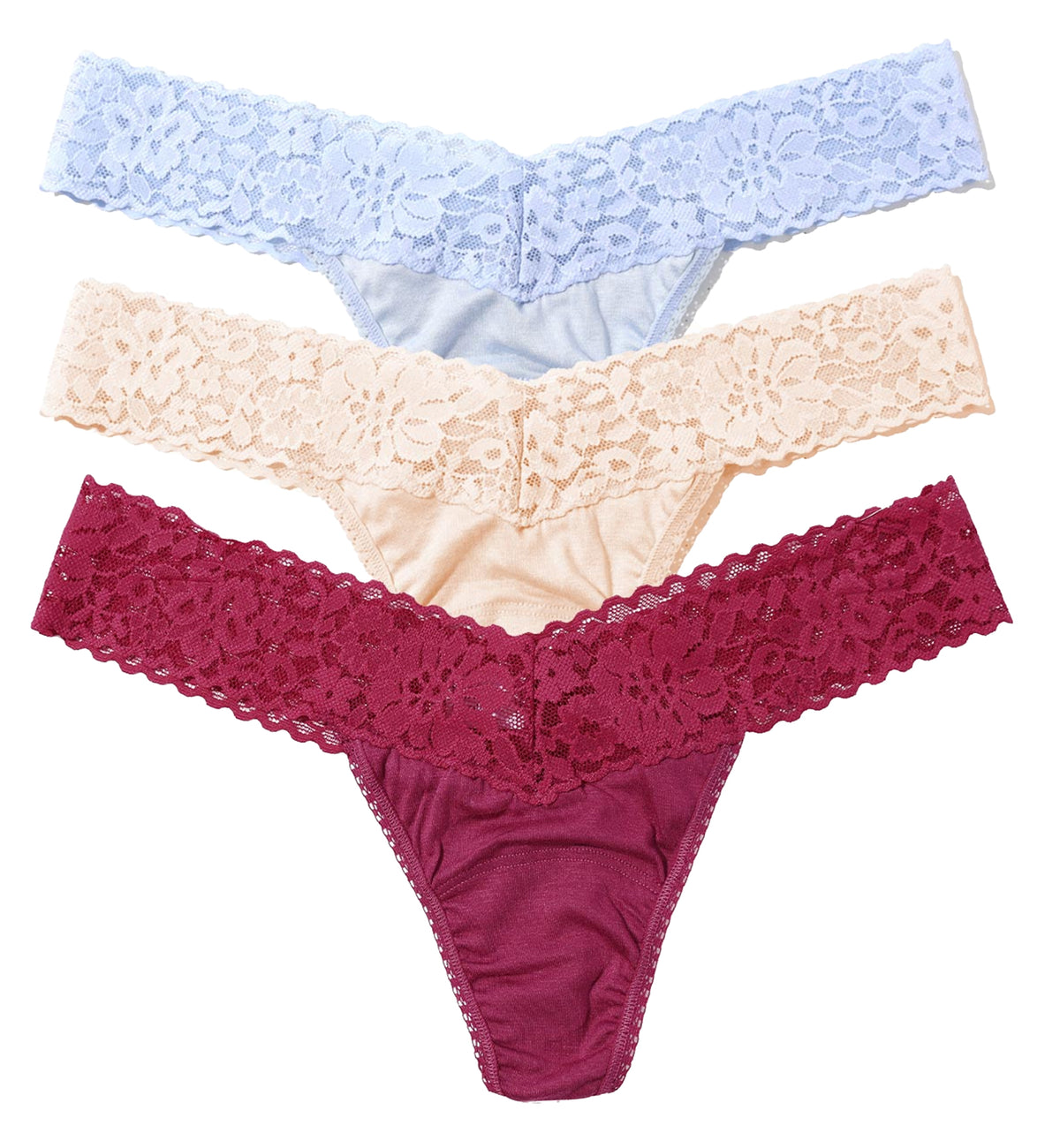 Hanky Panky DreamEase 3-PACK Low Rise Thong (6310043PK),PLSS - Pink Lemonade/Seaside Green/Serenity Blue,One Size
