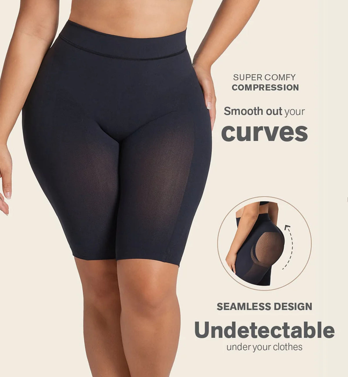 Leonisa Well-Rounded Invisible Butt Lifter Shaper Short (012778),S/M,Black - Black,S/M