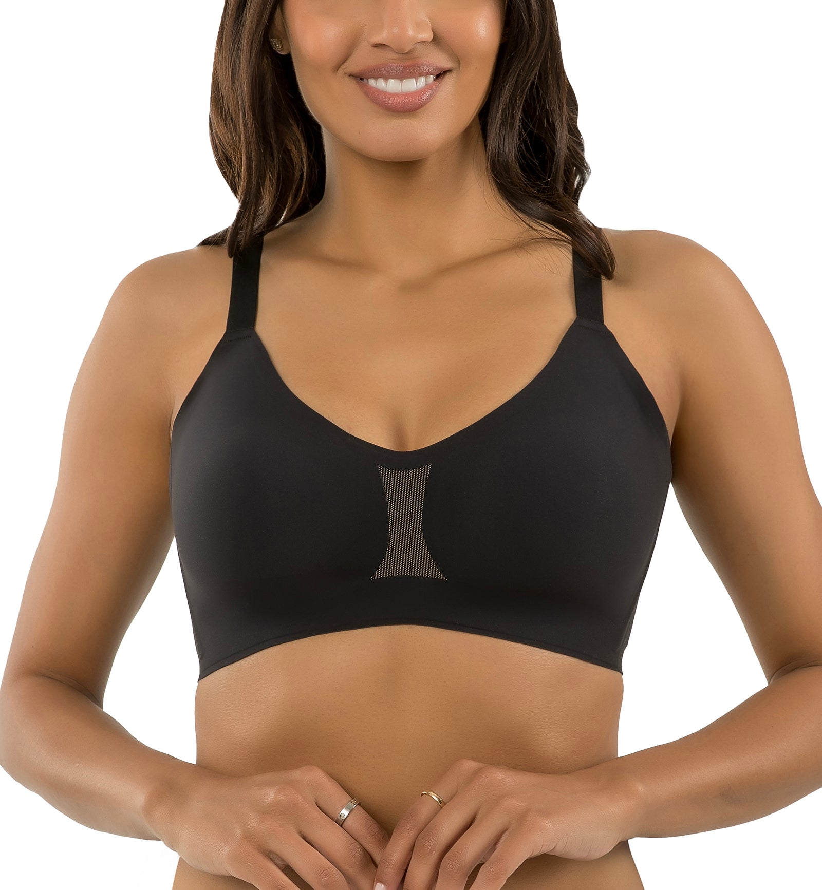 Parfait Simplicity Seamless Wire-Free Bralette (P2400),S,Black - Black,Small