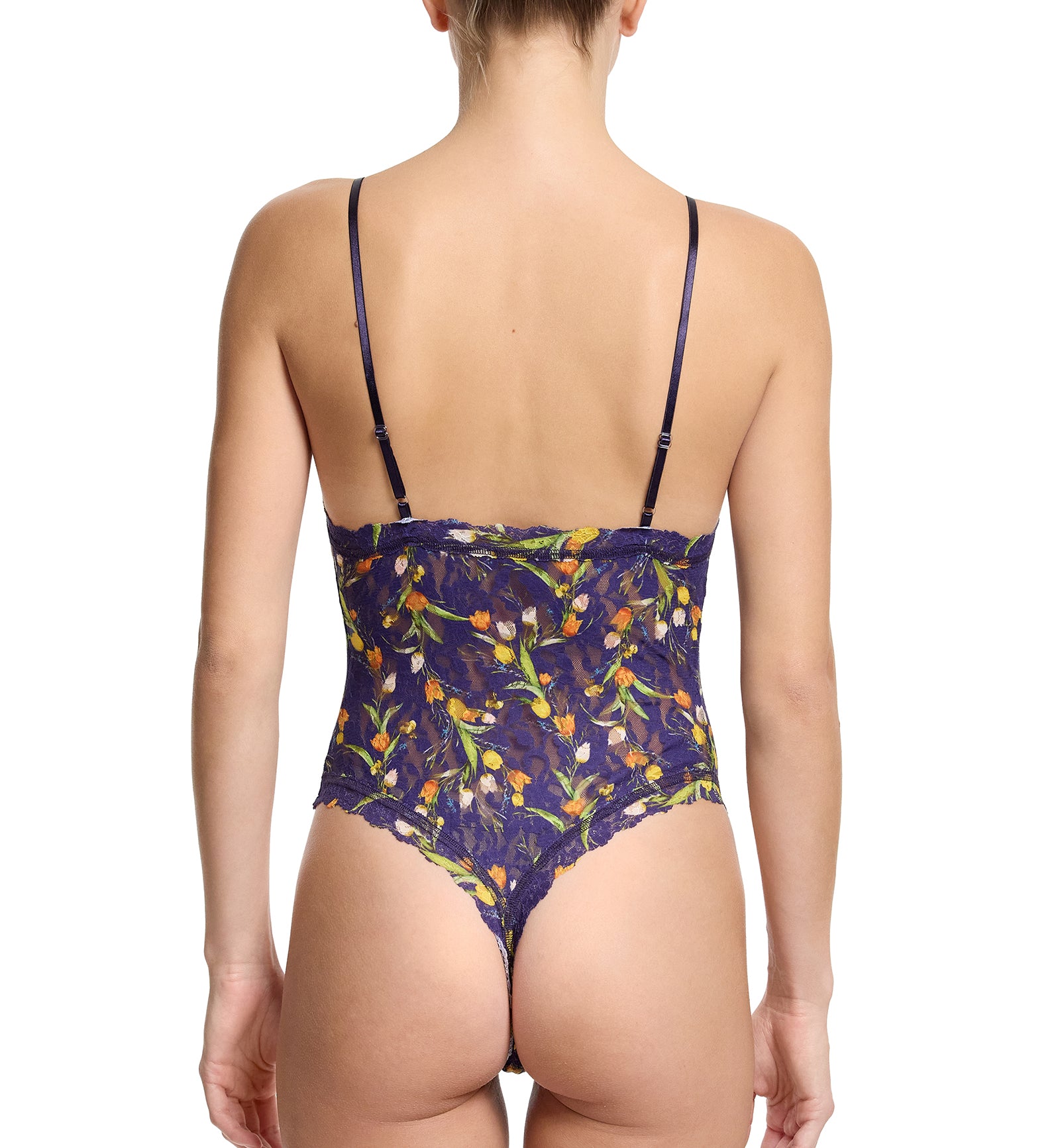 Hanky Panky Signature Lace Printed Thong-Back Bodysuit (PR488451),Small,Central Park - Central Park,Small