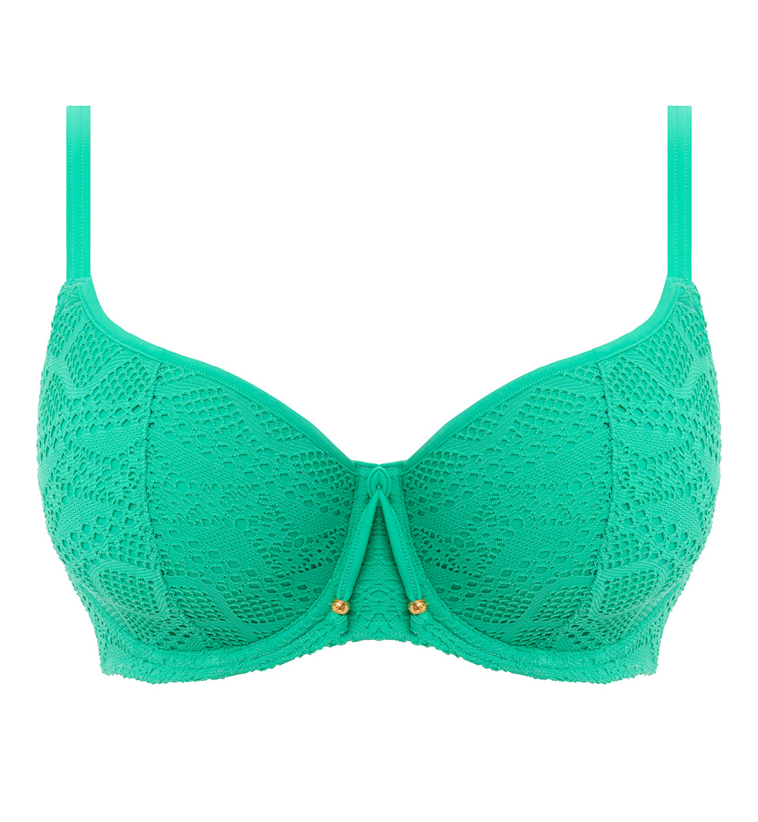 Freya Sundance Crochet Sweetheart Padded Underwire Bikini Top (3970),30E,Jade - Jade,30E