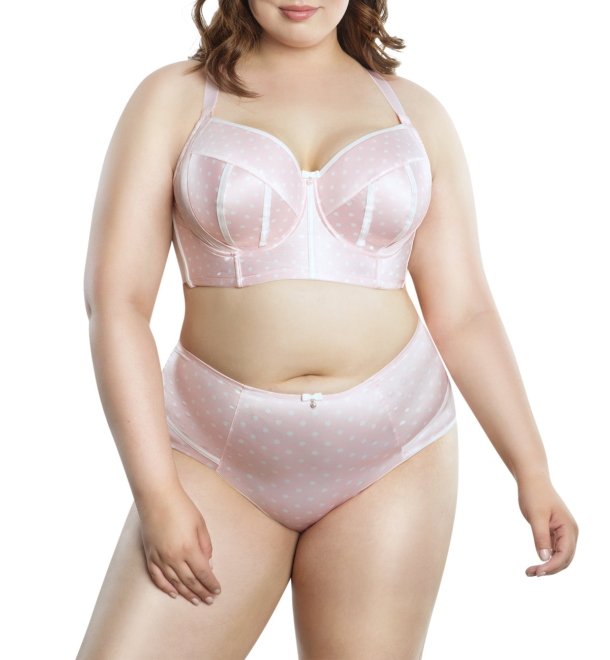 Parfait Charlotte Padded Underwire Longline Bra (6977),32D,Petal Pink Dot - Petal Pink Dot,32D