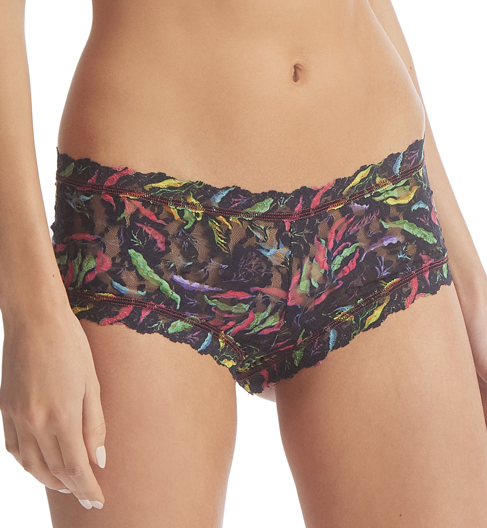 Hanky Panky Signature Lace Printed Boyshort (PR4812P),XS,Floating - Floating,XS