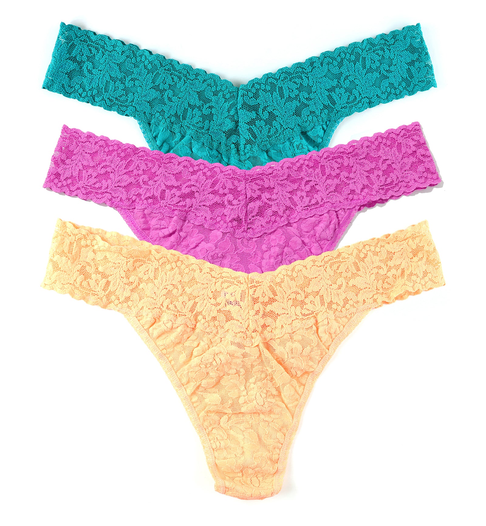 Hanky Panky 3-PACK Signature Lace Original Rise Thong (48113PK),Botany - Botany,One Size