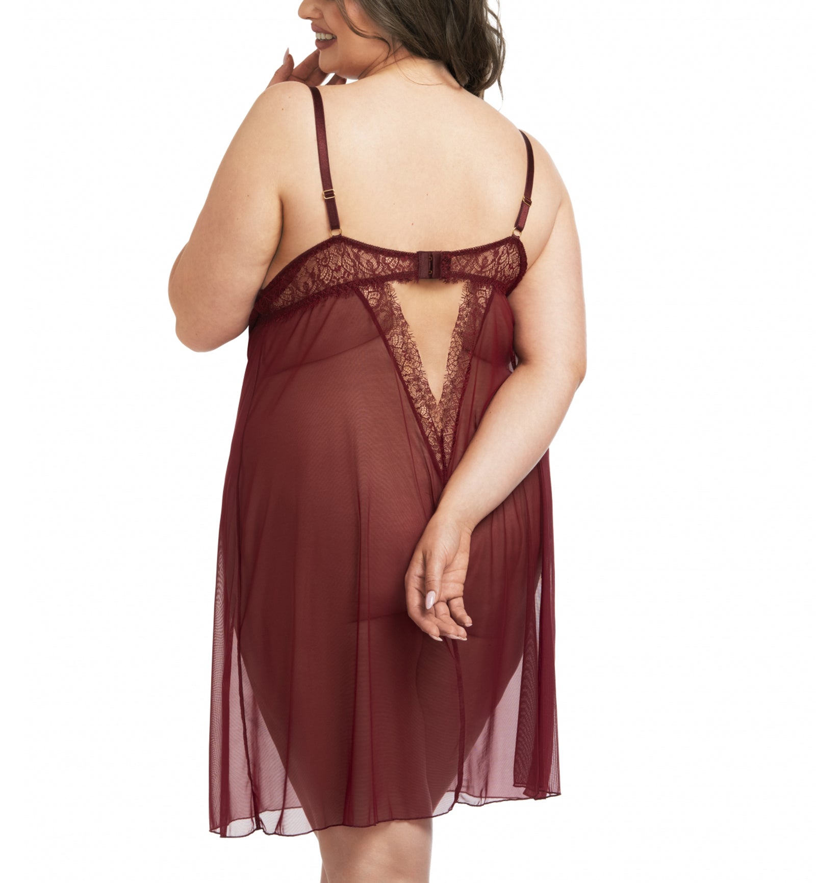 Nessa Roxy Large Cup Nightgown (N505),S,Claret - Claret,Small