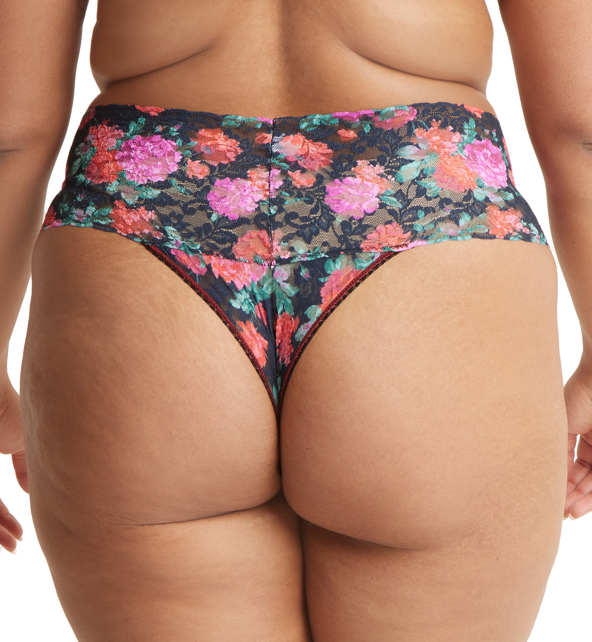 Hanky Panky Plus Size Printed Retro Lace Thong (PR9K1926X),Autobiography - Autobiography,Plus Size