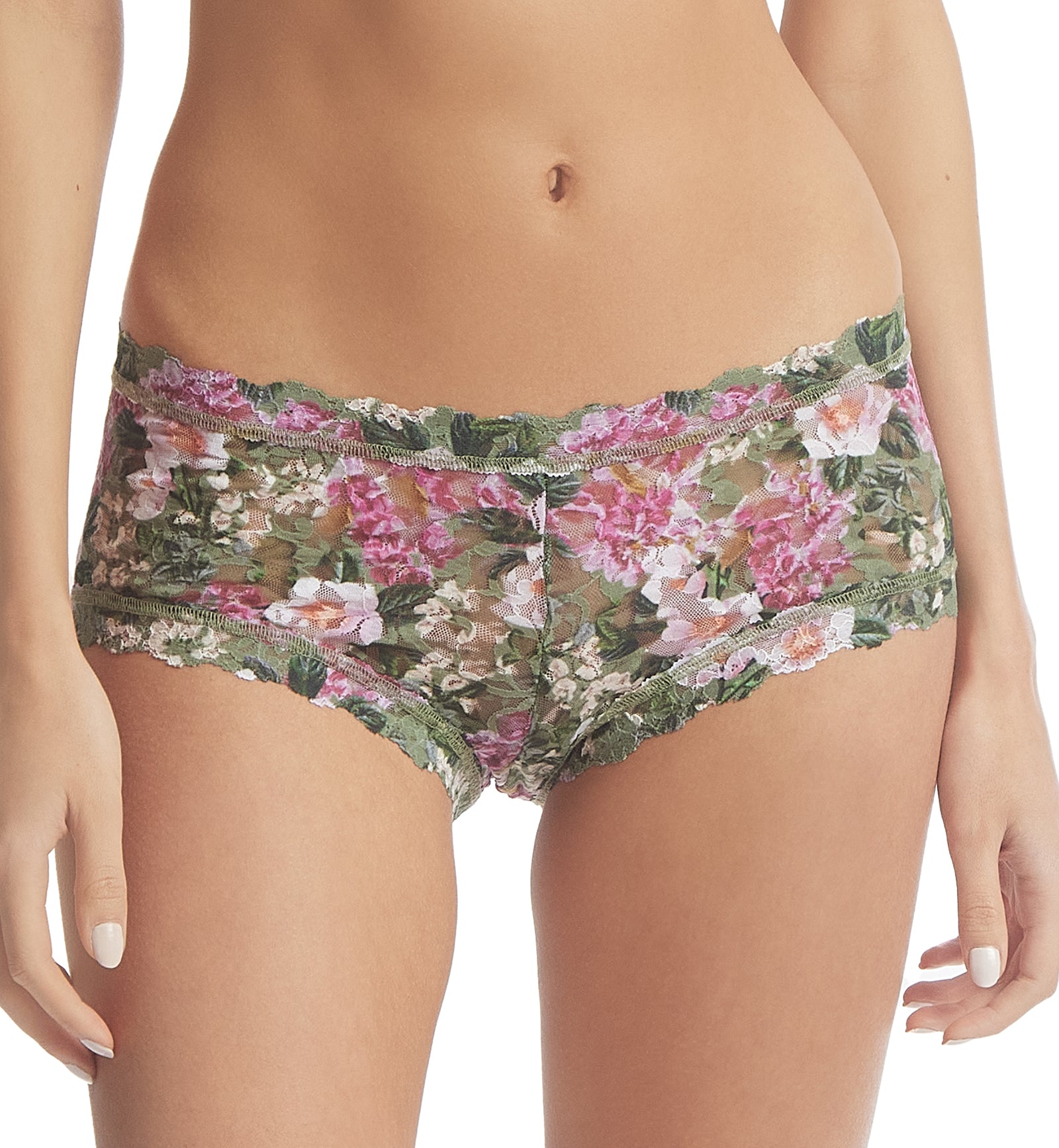 Hanky Panky Signature Lace Printed Boyshort (PR4812P),XS,Florist - Florist,XS