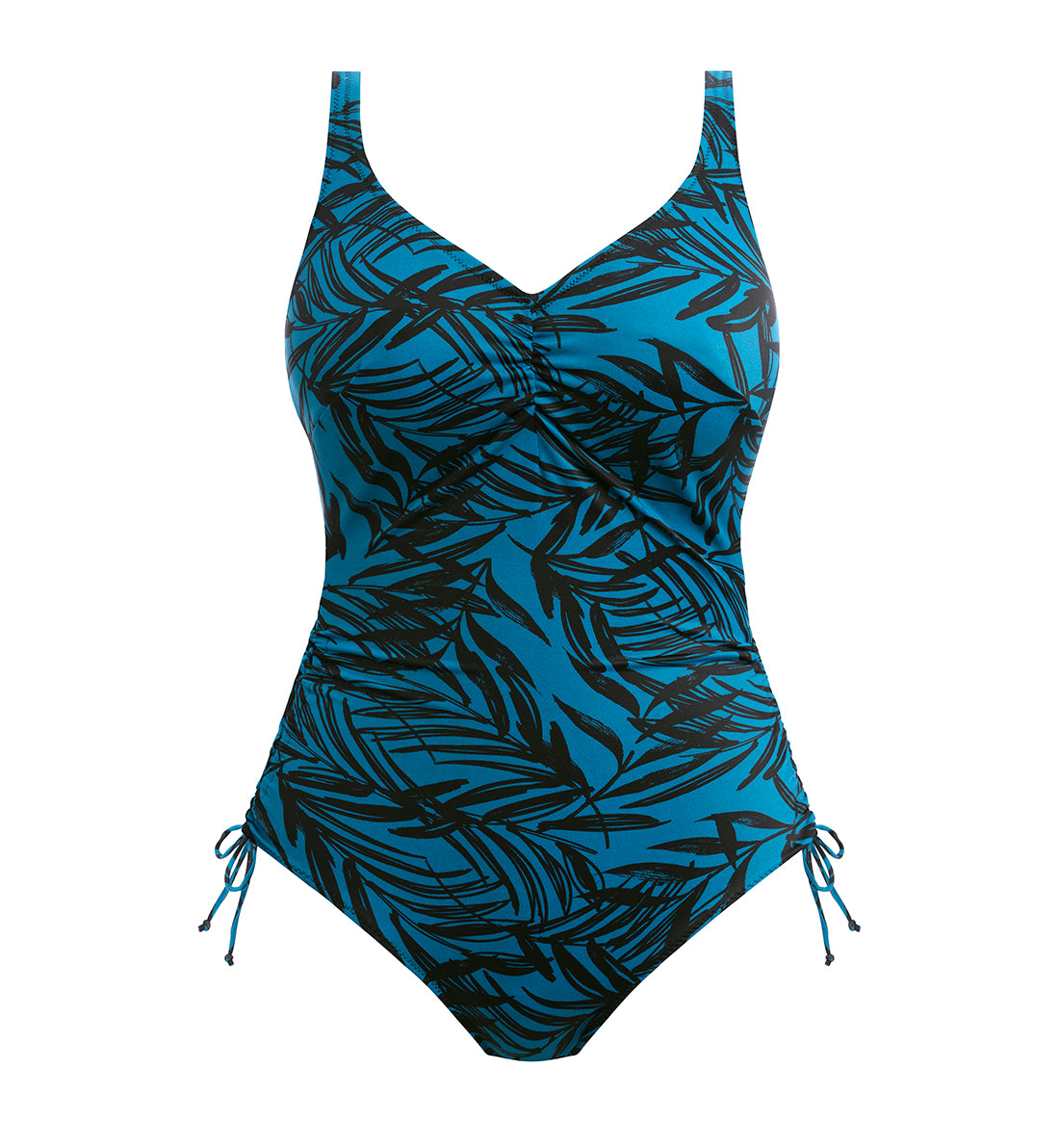 Fantasie Palmetto Bay V-Neck Underwire Adjustable Leg Swimsuit (502030),34F,Zen Blue - Zen Blue,34F