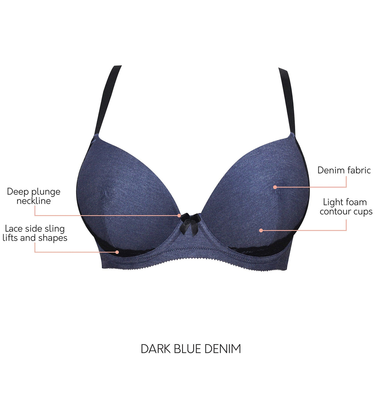 Parfait Casey Molded Plunge Underwire Bra (28012),30E,Dark Blue Denim - Dark Blue Denim,30E