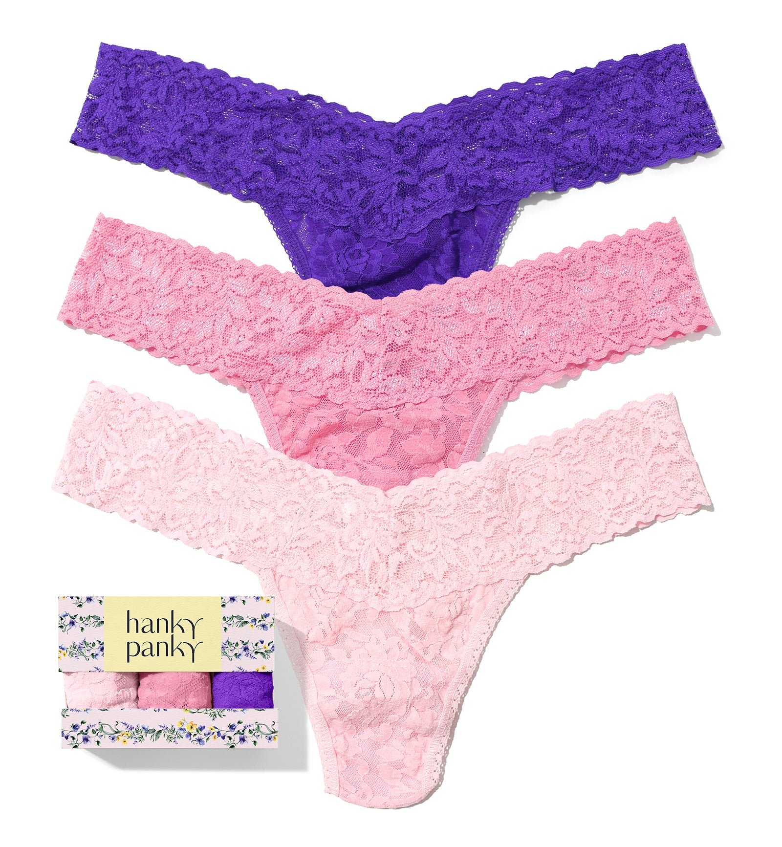 Hanky Panky 3-PACK Signature Lace Low Rise Thong (49113PK),Heirloom - Heirloom,One Size