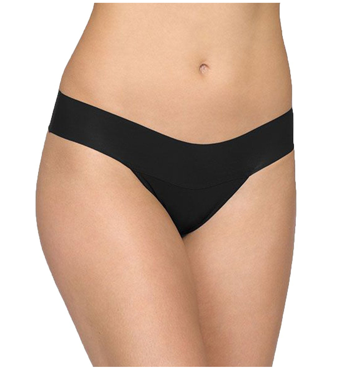 Hanky Panky BreatheSoft Natural Rise Thong (6J1661B),XS,Black - Black,XS