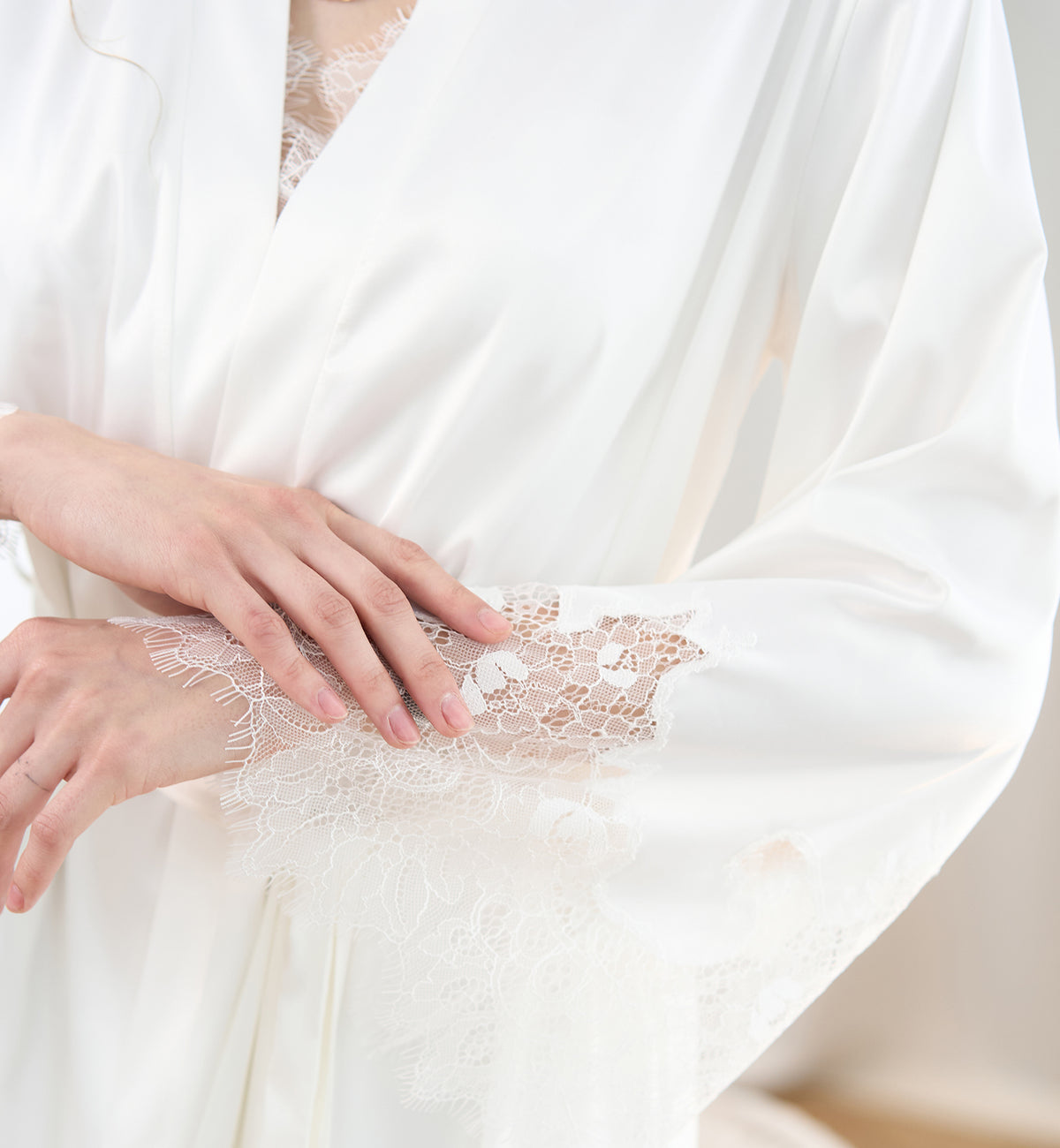 effetto Satin Bridal Plus Size Mini Robe (S03423P),3XL,White - White,3XL