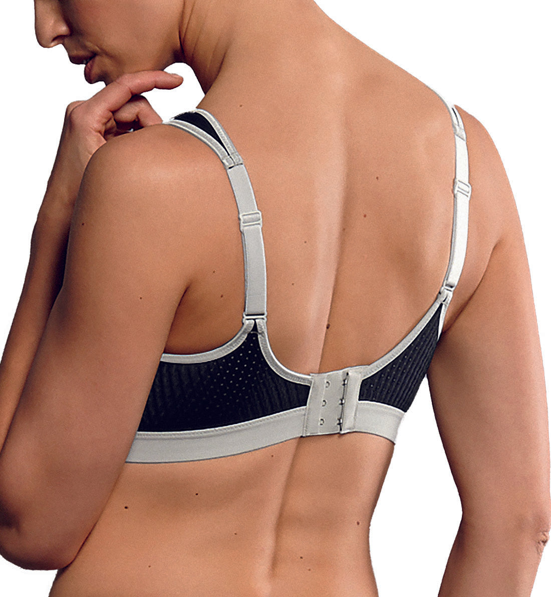 Anita Impact Control Max Support Softcup Sports Bra (5547),36G,Black/Metallic - Black/Metallic,36G