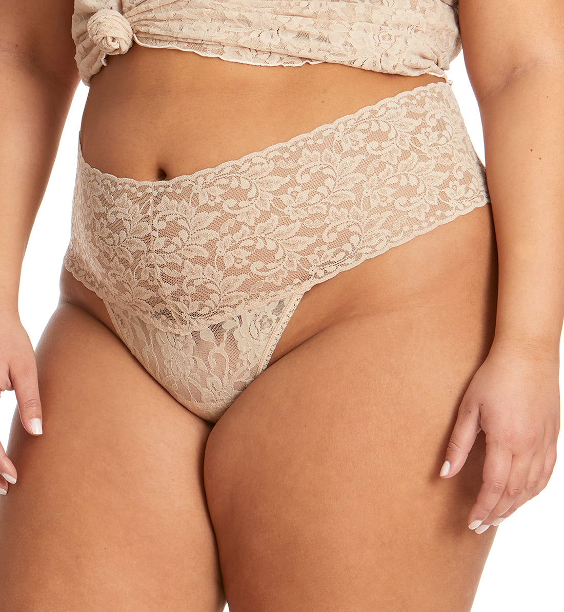 Hanky Panky Plus Size Retro Lace Thong (9K1926X),Chai - Chai,Plus Size