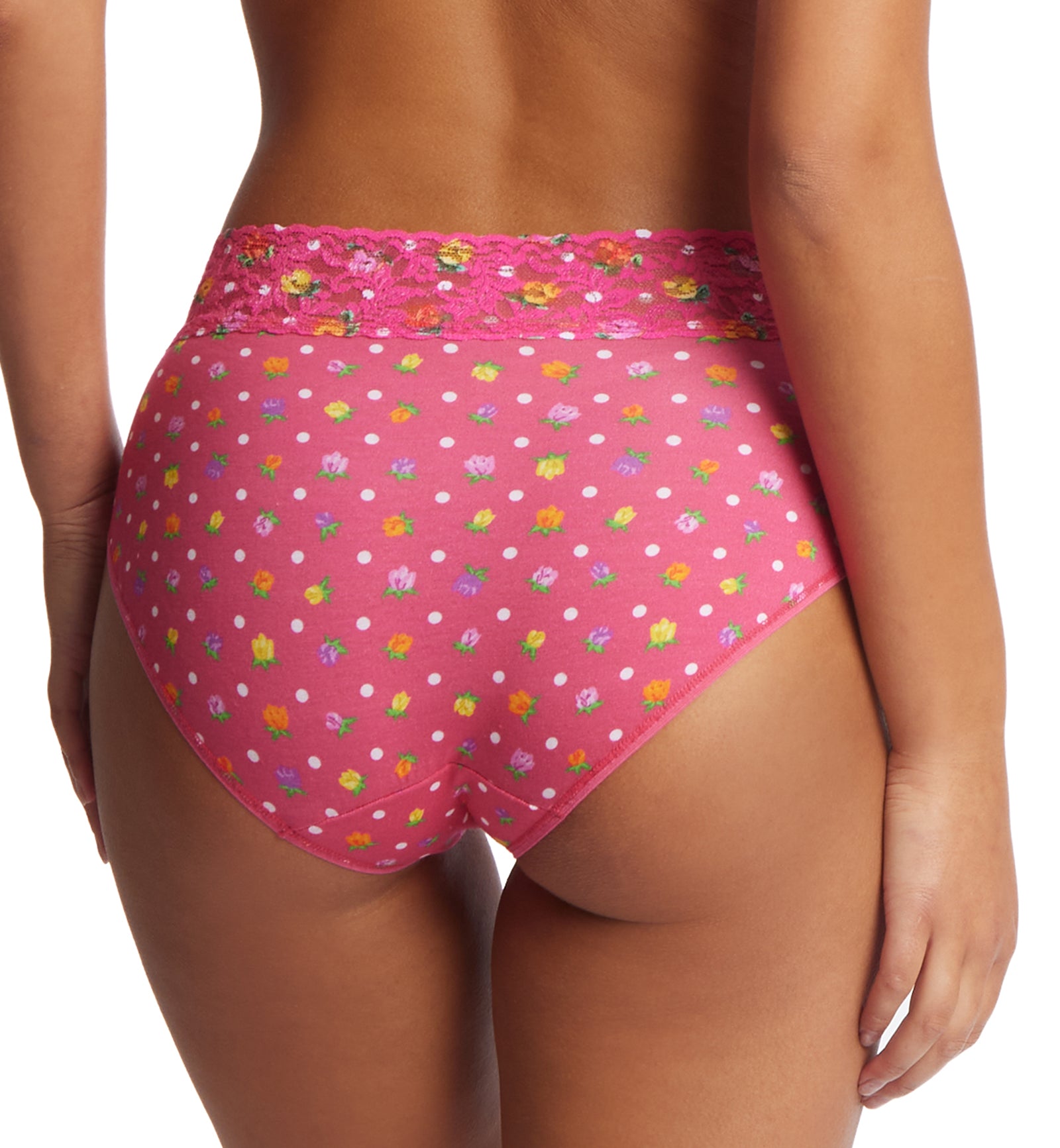Hanky Panky Cotton Printed French Brief with Lace (PR892461),Small,Heidi - Heidi,Small