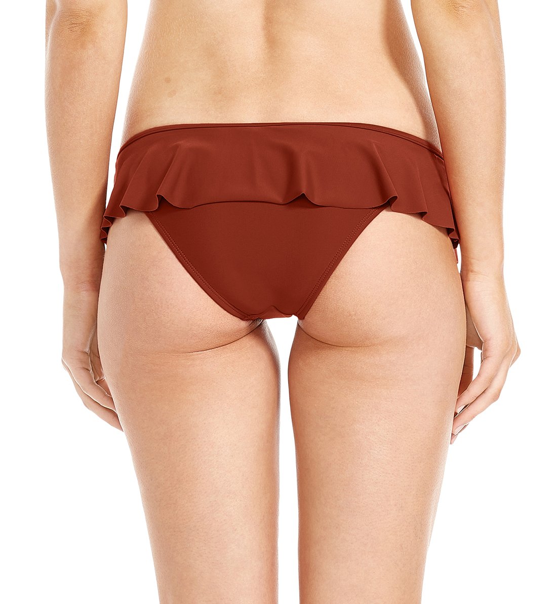 Body Glove Smoothies Lily Mid Rise Frilled Bikini Brief (39506137),XS,Terracotta - Terracotta,XS