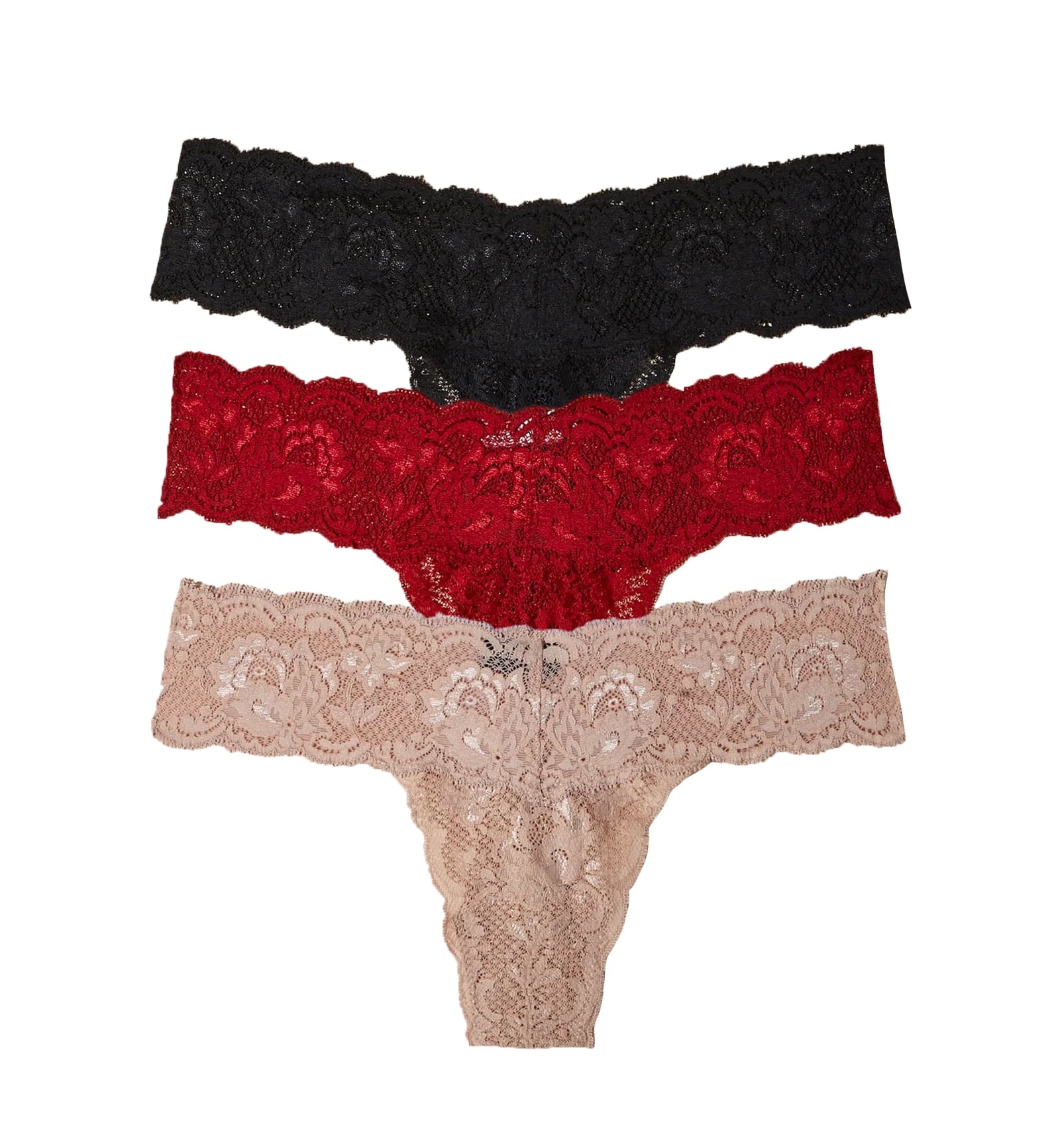 Cosabella NSN 3 PACK Cutie Low Rise Thongs (NSNPK0321),Sindoor Red/Black/Sette - Sindoor Red/Black/Sette,One Size