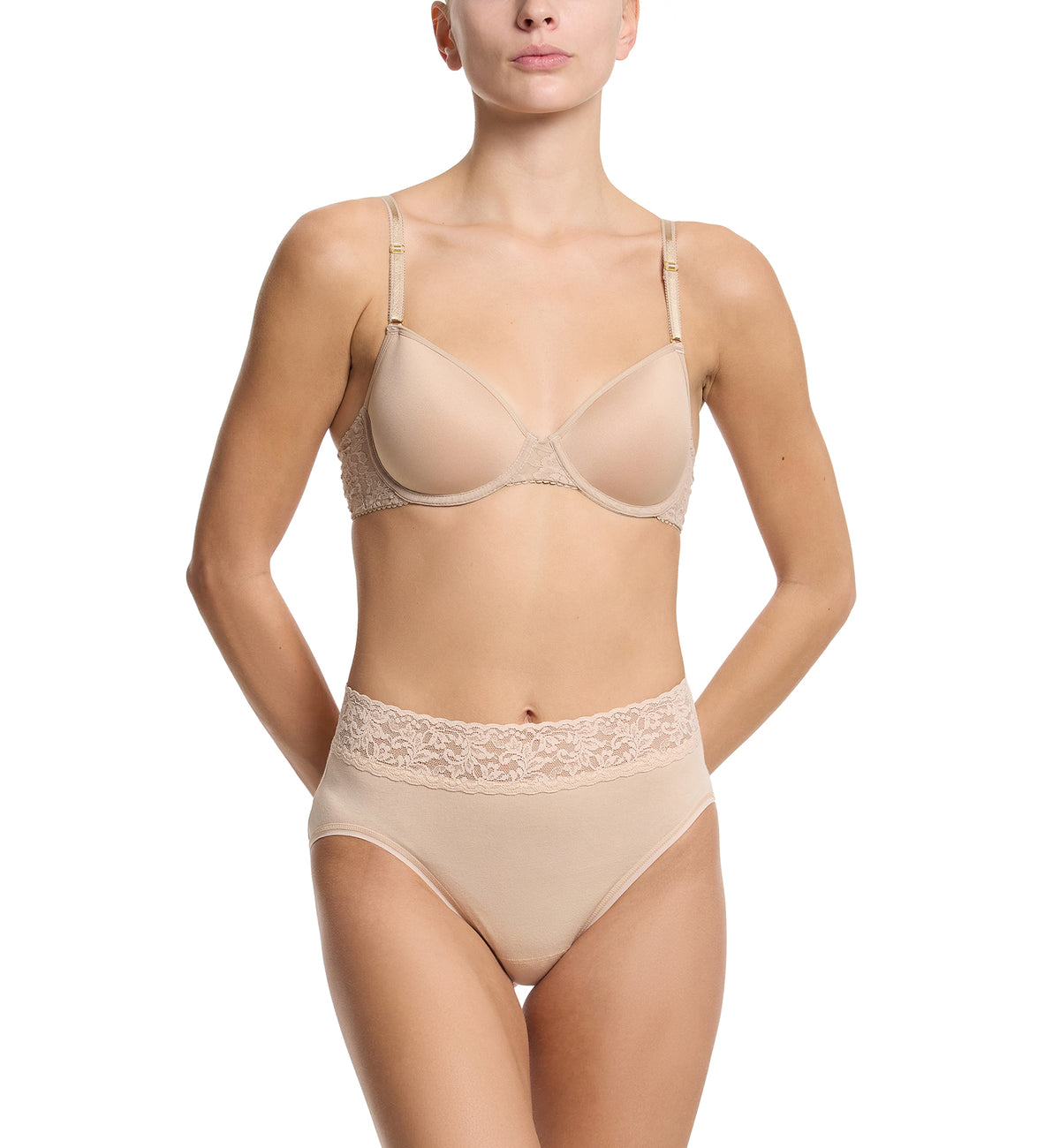 Hanky Panky Cotton French Brief with Lace (892461),Small,Chai - Chai,Small
