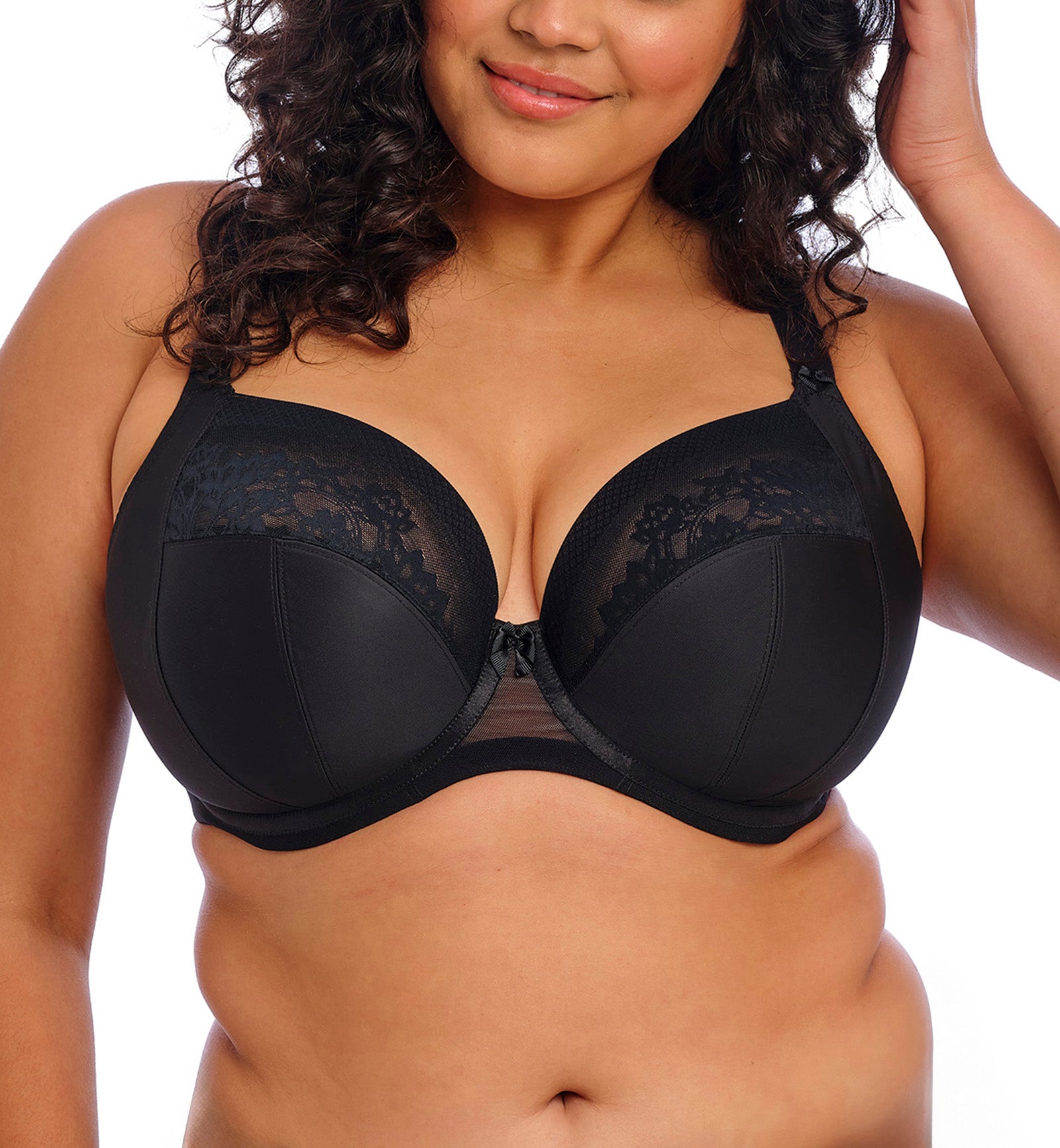 Elomi Nerina Stretch Lace Plunge Underwire Bra (302734),32G,Black - Black,32G
