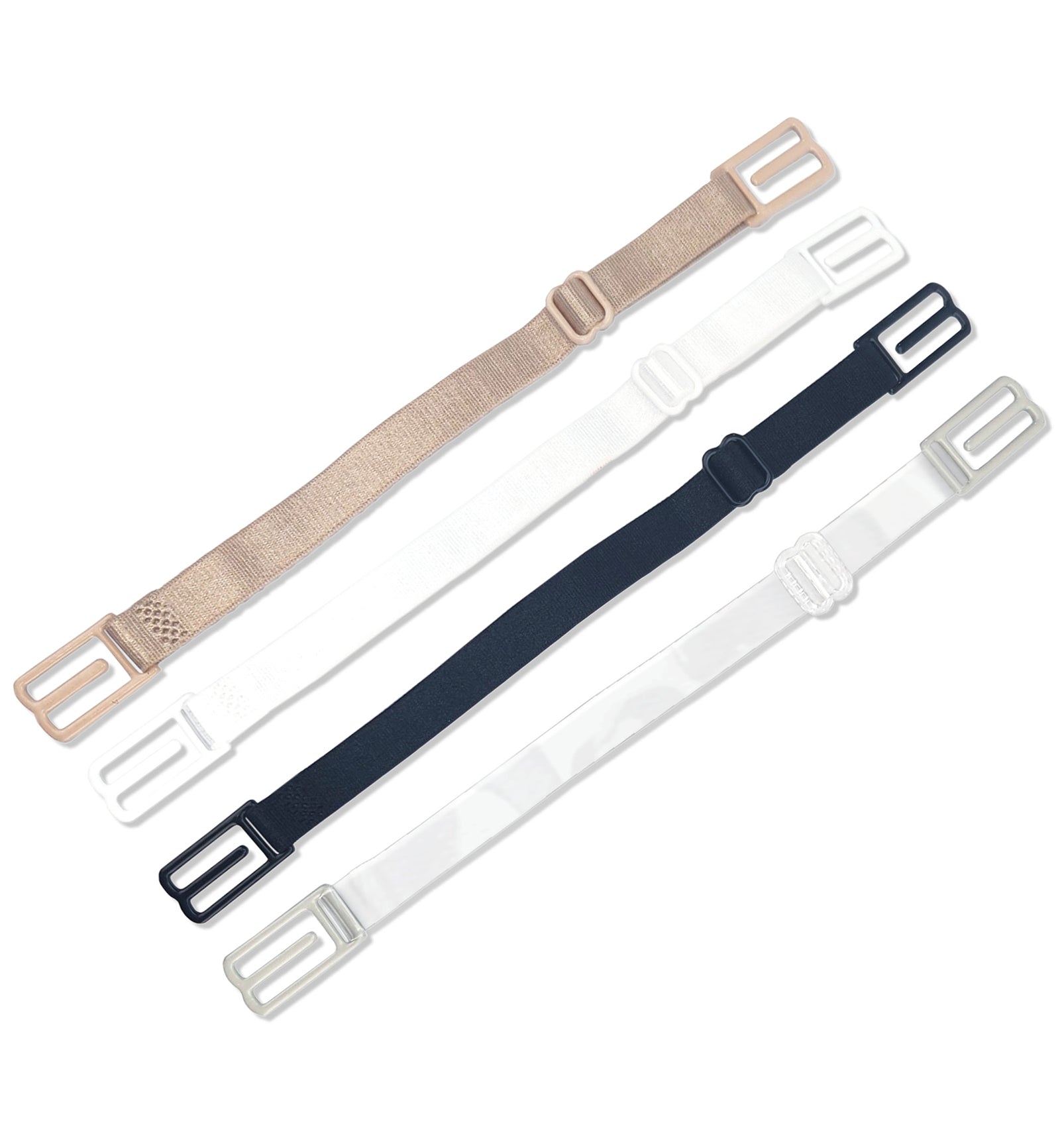 Braza Happier Strap Adjustable Bra Converter 4 PACK (5083),White/Beige/Clear/Black - Multi,One Size