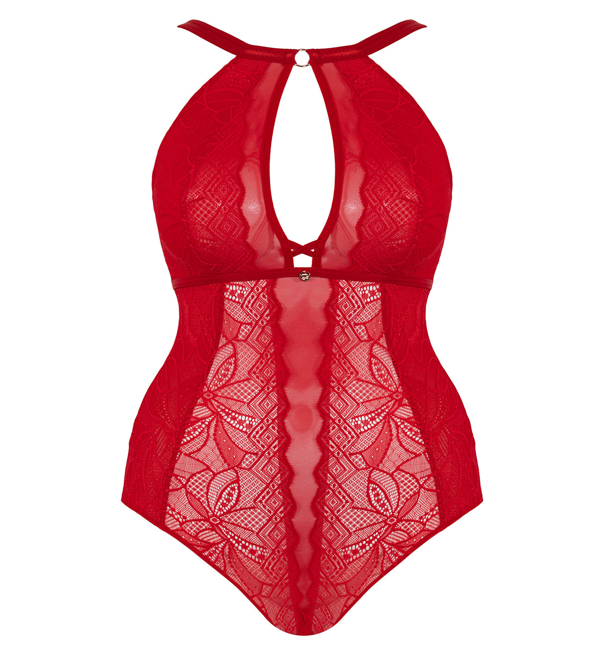 Scantilly by Curvy Kate Opulence Stretch Lace Body Suit (ST038704),S,Ruby Red - Ruby Red,Small