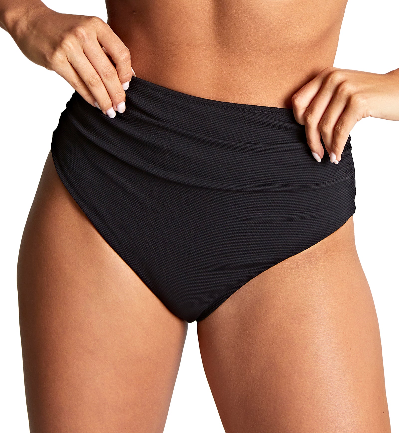 Panache High Waist Brazilian Bikini Bottom (SW1765),8-XS,Black - Black,XS