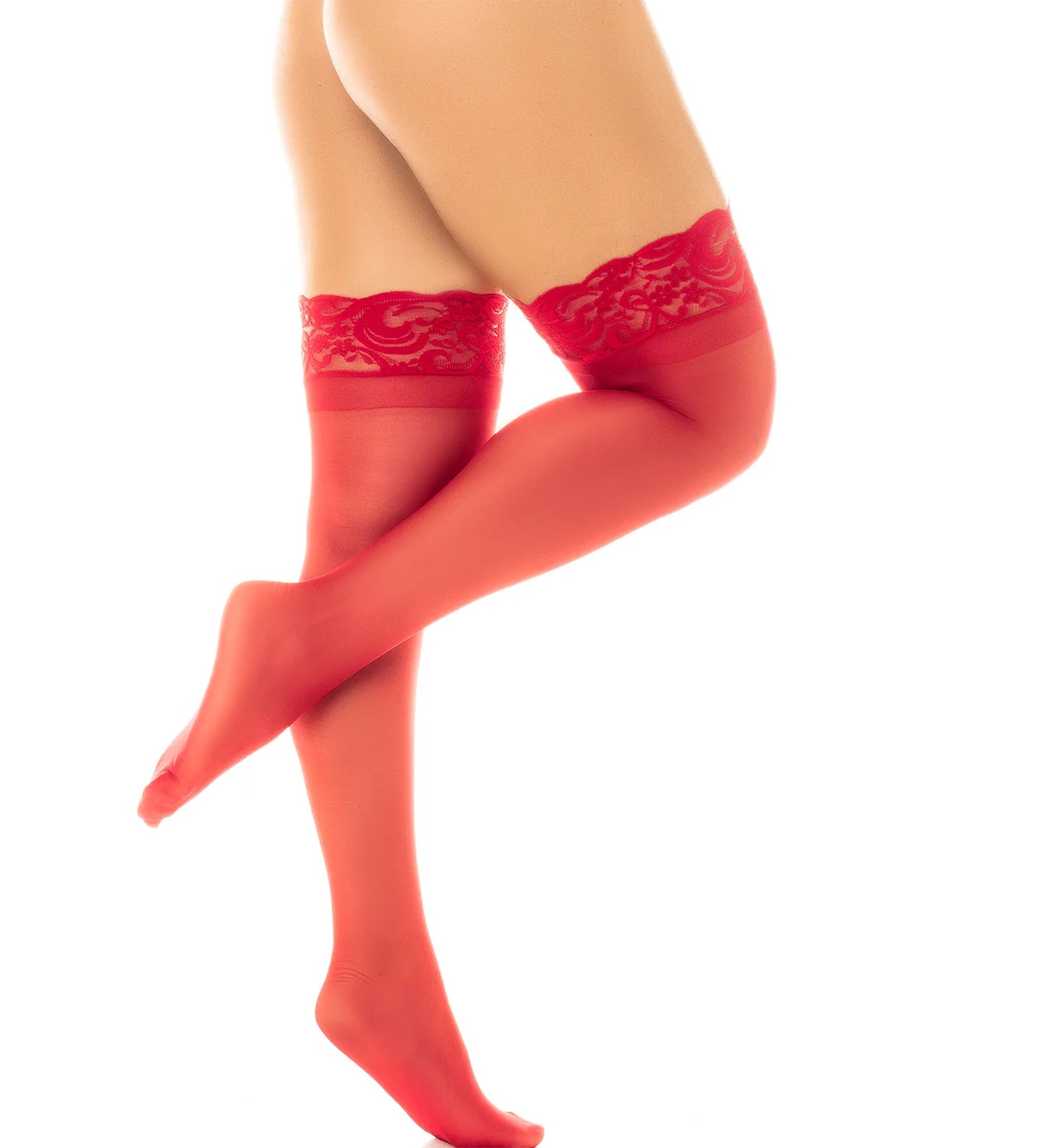 Mapale Mesh Thigh Highs (1094),Red - Red,One Size