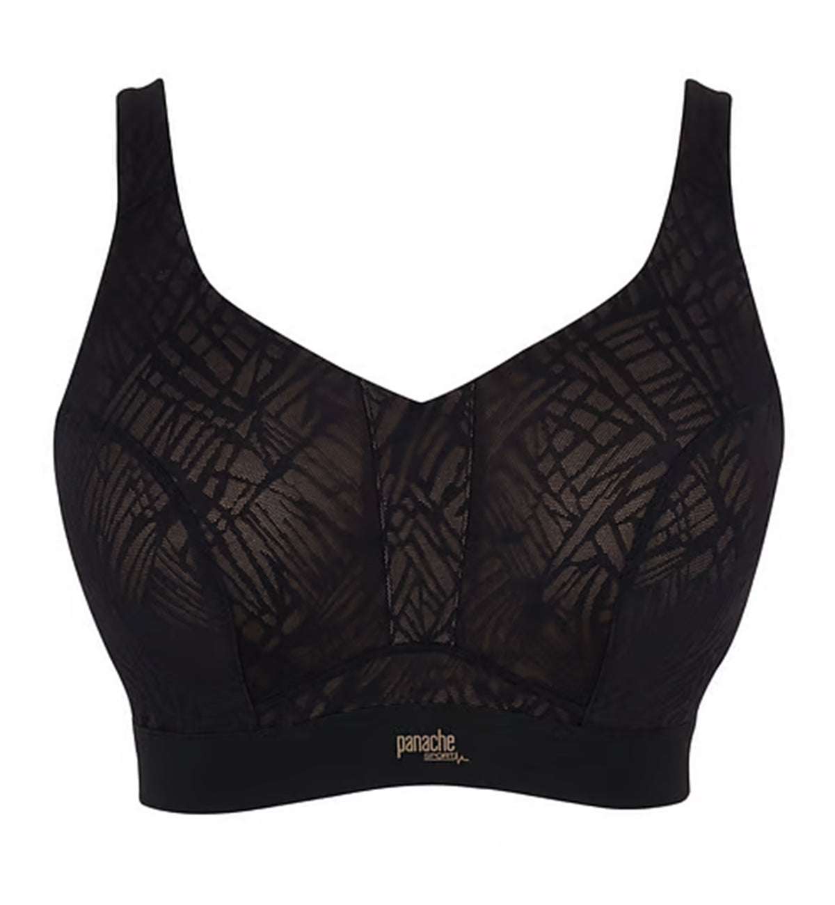 Panache Boundless Racerback Non-Wire Sports Bra (7341),28F,Black/Latte - Black/Latte,28F