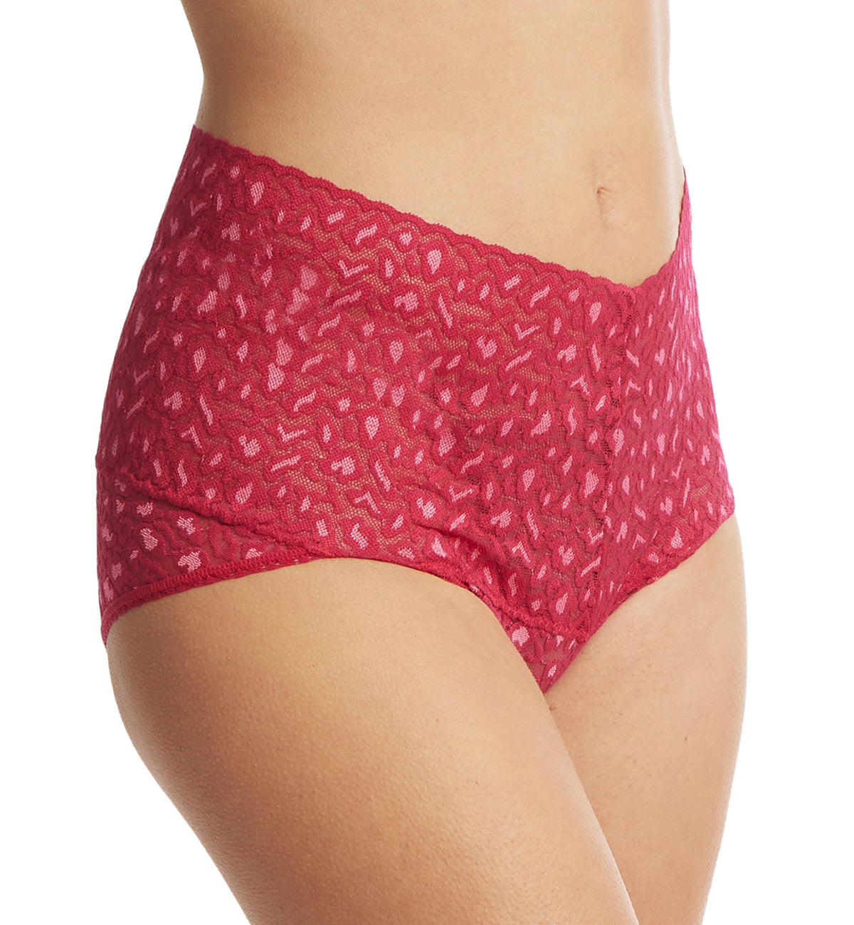 Hanky Panky Cross Dyed Leopard Retro V-Kini (7J2121),Small,Berry Sangria/Pink - Berry Sangria/Pink,Small