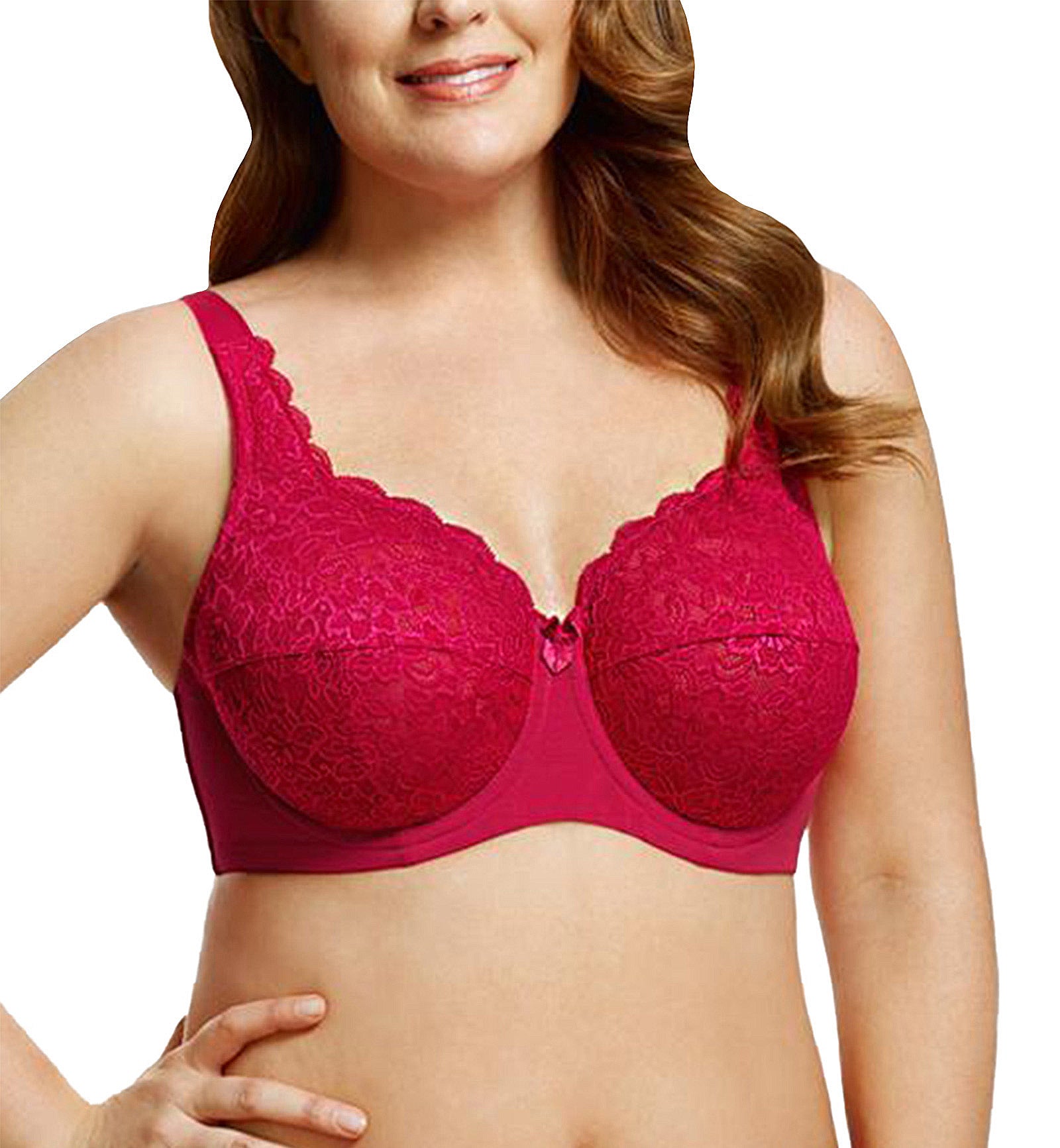 Elila Isabella Stretch Lace Full Coverage Underwire Bra (2311),34DD,Red - Red,34E